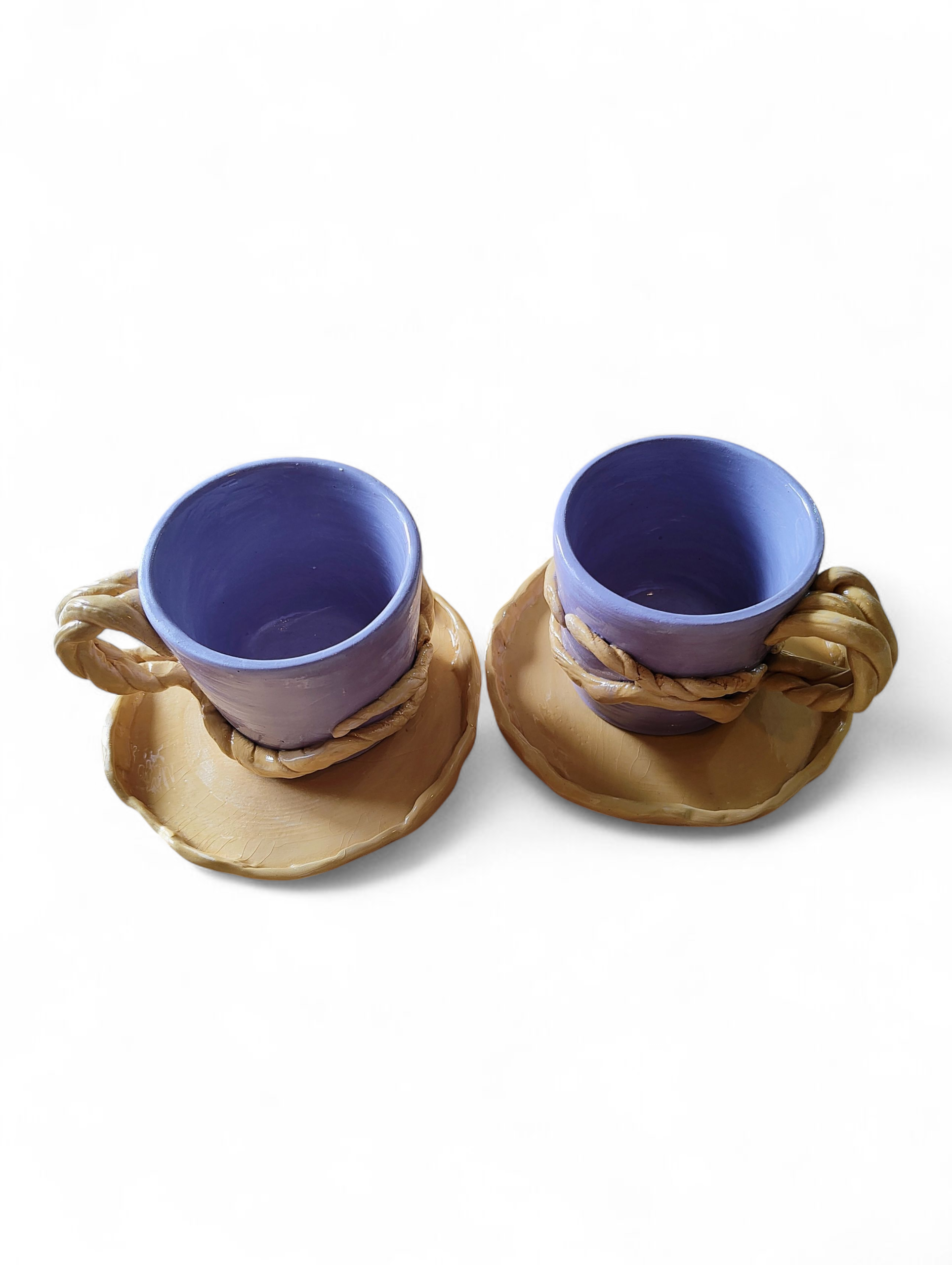 Set de Tazas de Cerámica con plato