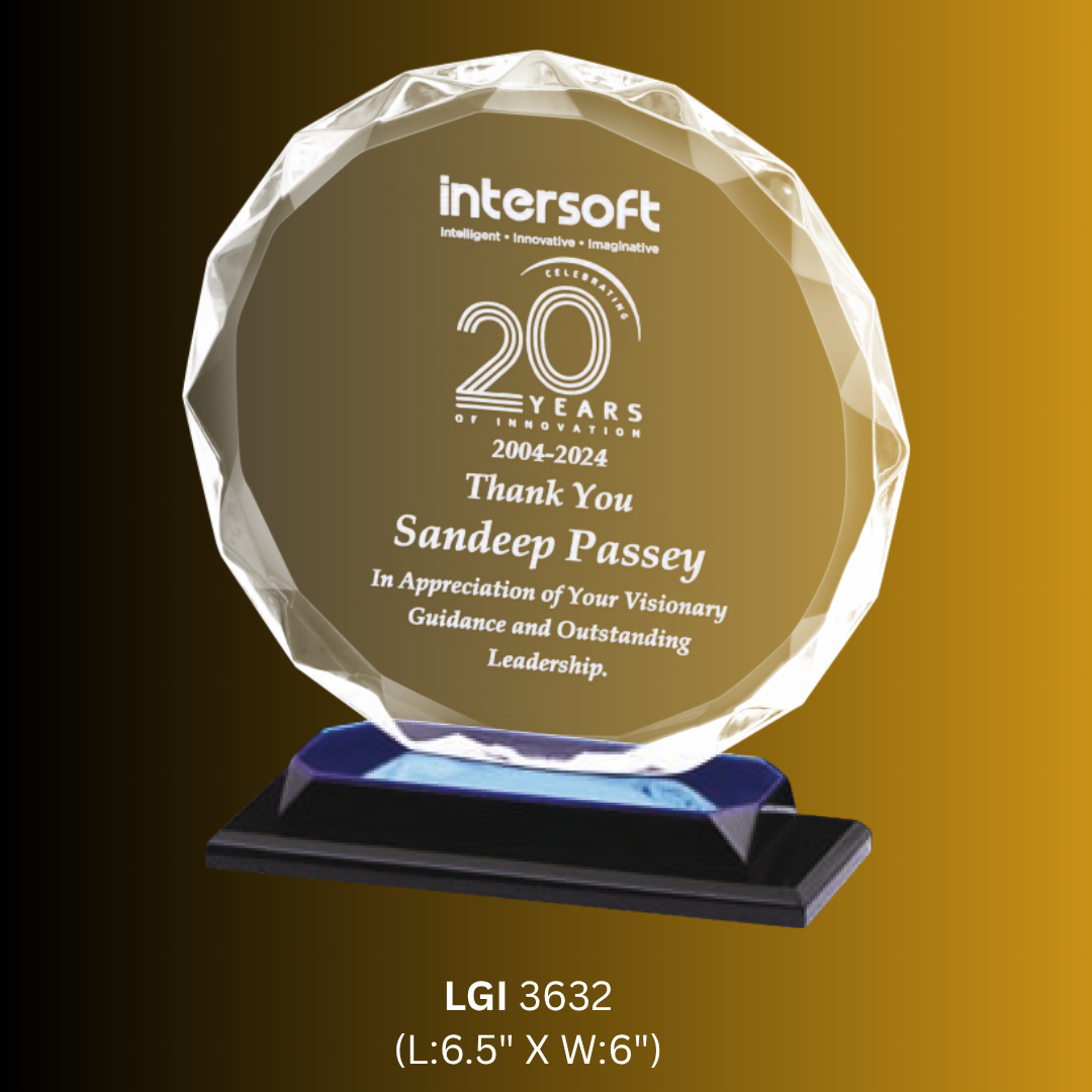 Crystal Recognition Award Trophy