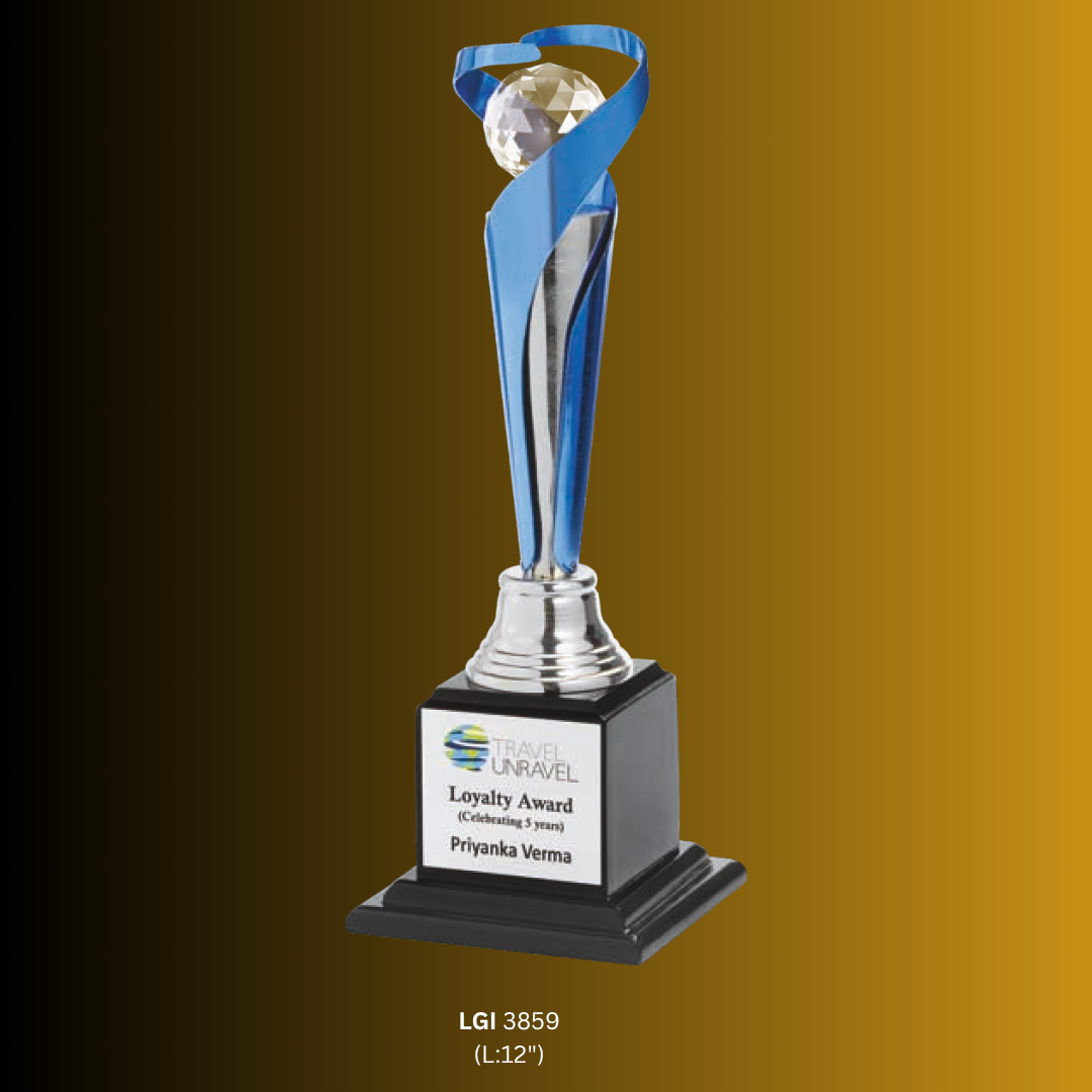 Crystal Metal Award Trophy - LGI - 3859