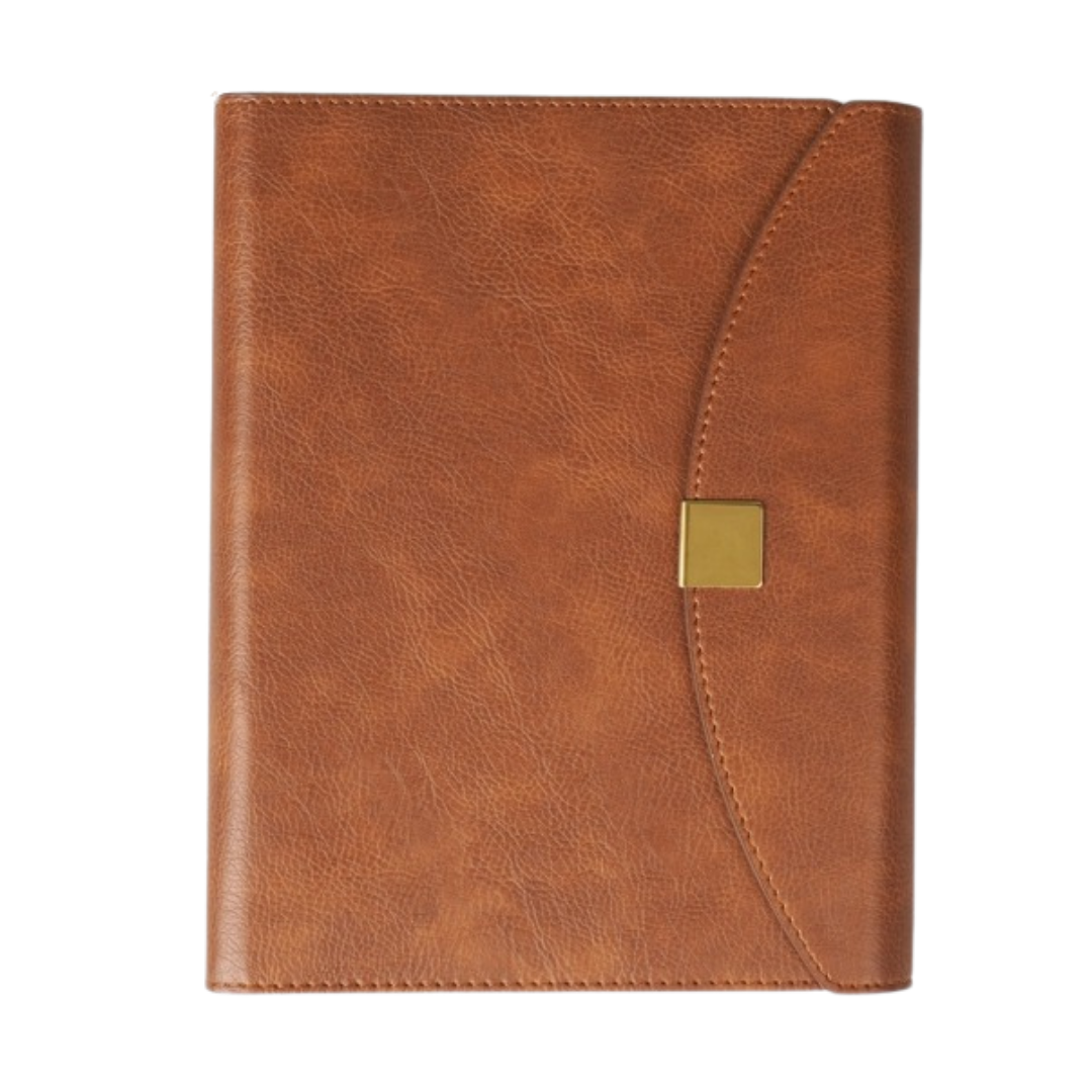 A5 Premium Notebook Hard Pu, Full Magnet Flap Brown | LGI - 427 