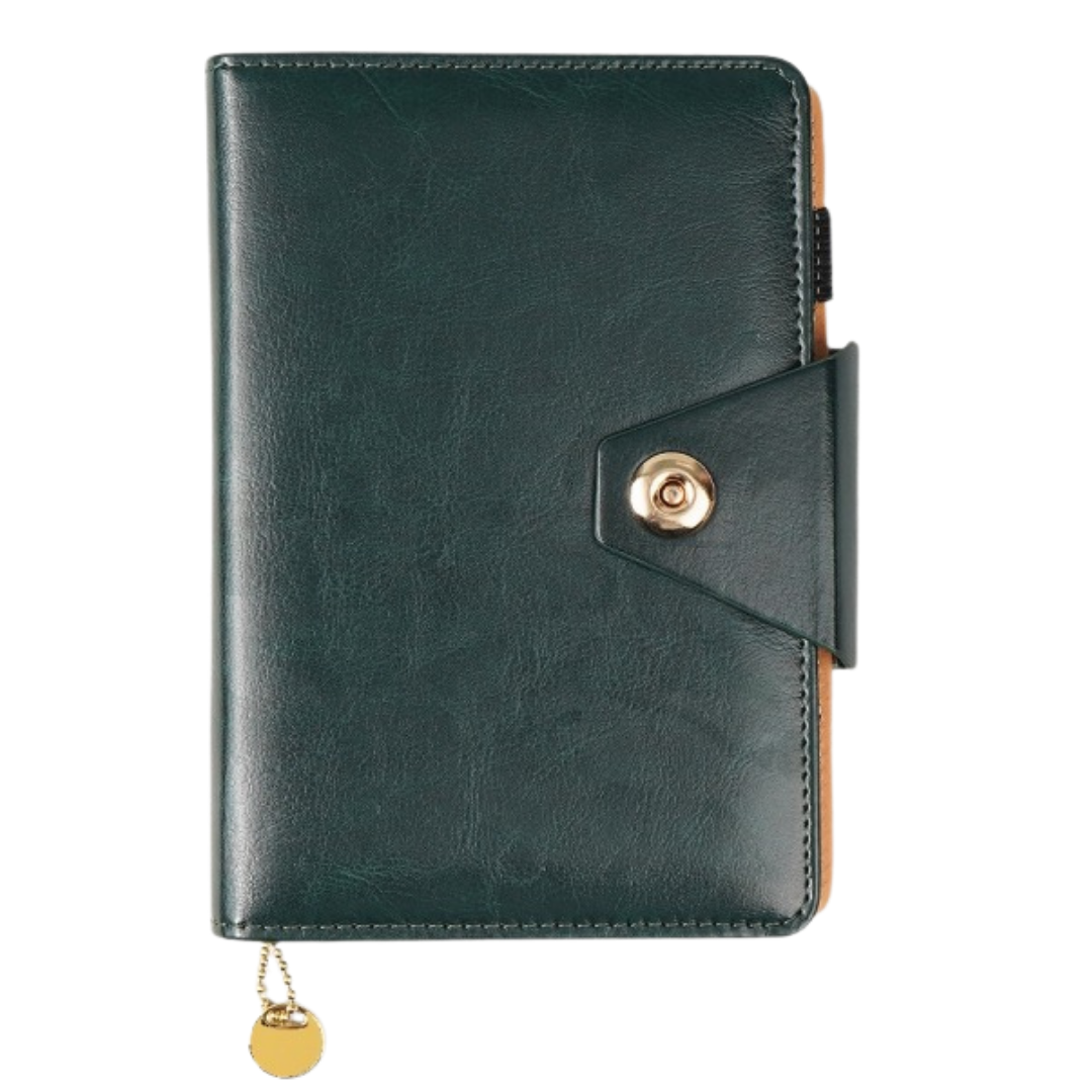 A6 Size Notebook Folder + Hole Magnet Flap, Color: D/Green & Brown | LGI - 406 