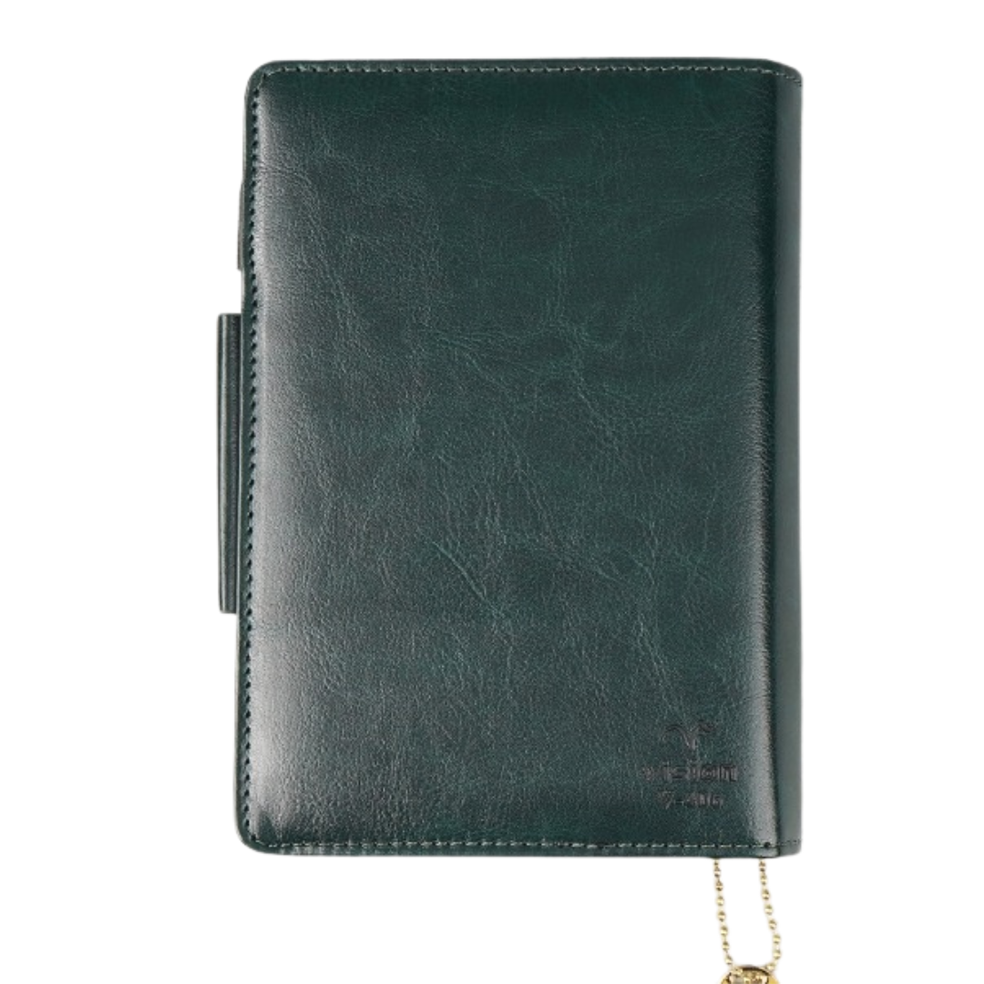 A6 Size Notebook Folder + Hole Magnet Flap, Color: D/Green & Brown | LGI - 406 