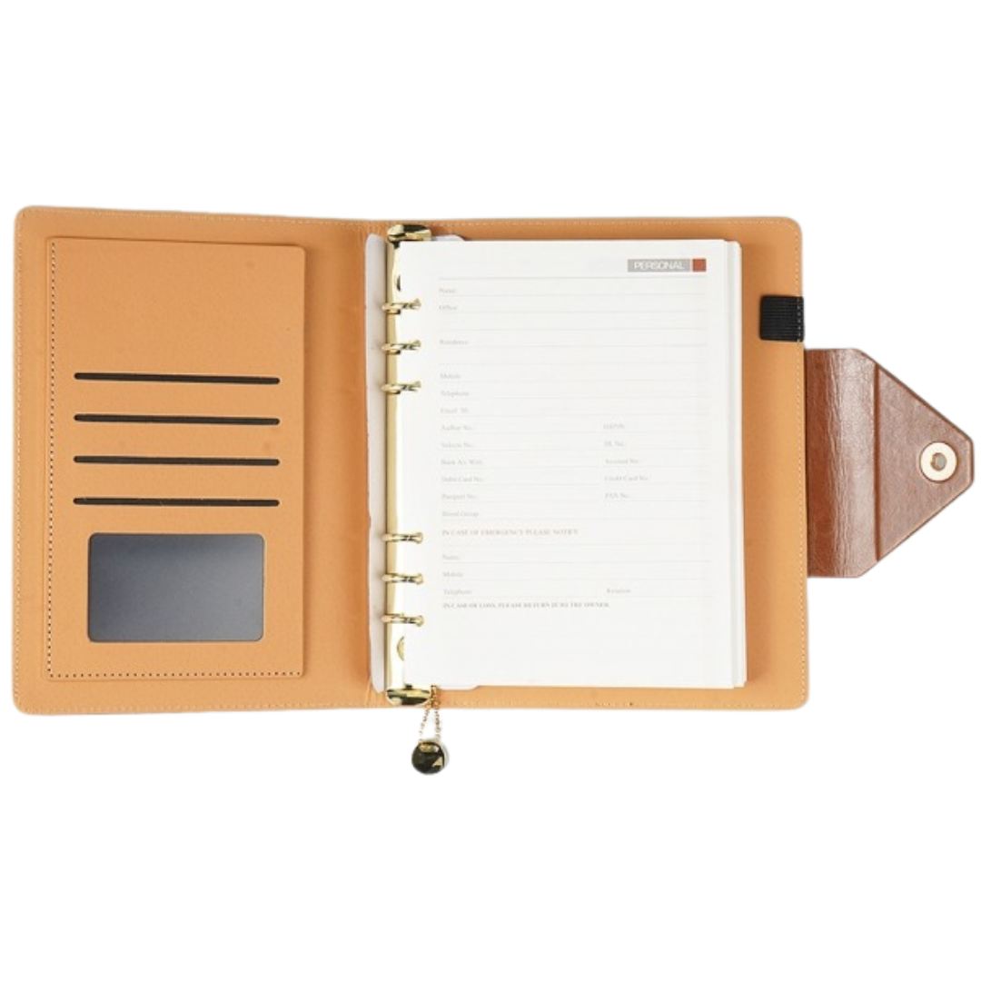 A5 Notebook Folder + Hole Magnet Flap, Color: D/Green & Brown | LGI - 407