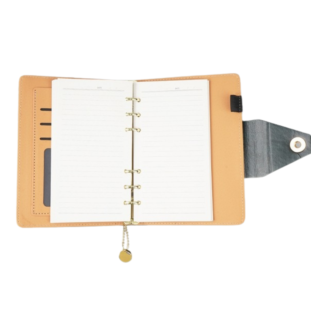A6 Size Notebook Folder + Hole Magnet Flap, Color: D/Green & Brown | LGI - 406 