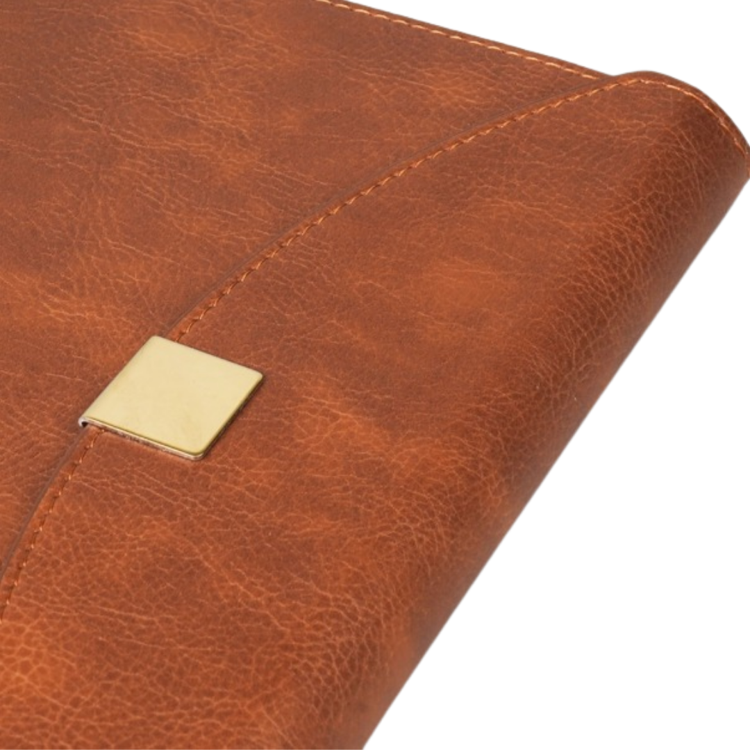 A5 Premium Notebook Hard Pu, Full Magnet Flap Brown | LGI - 427 