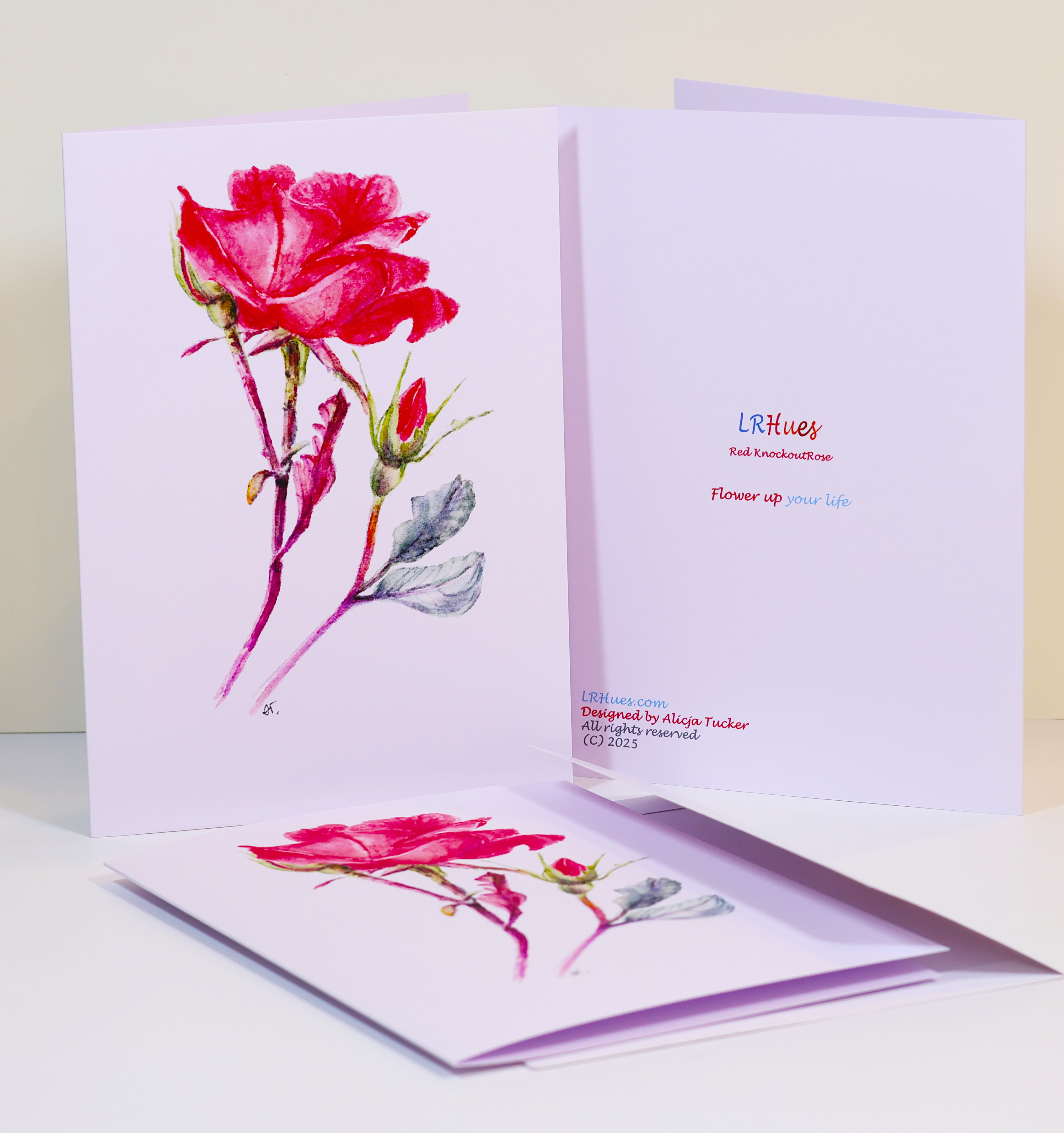 Watercolor Red Knockout Rose