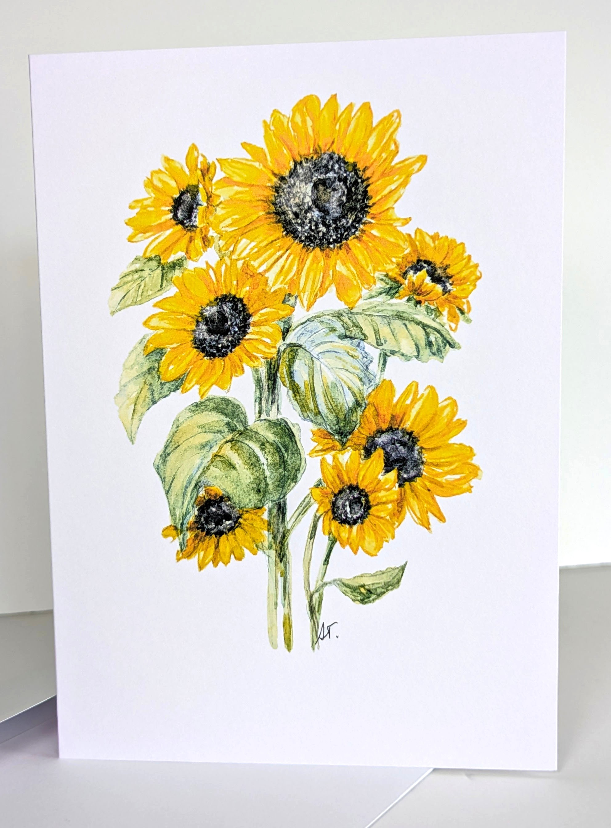 Sunflowers in watercolor greeting card