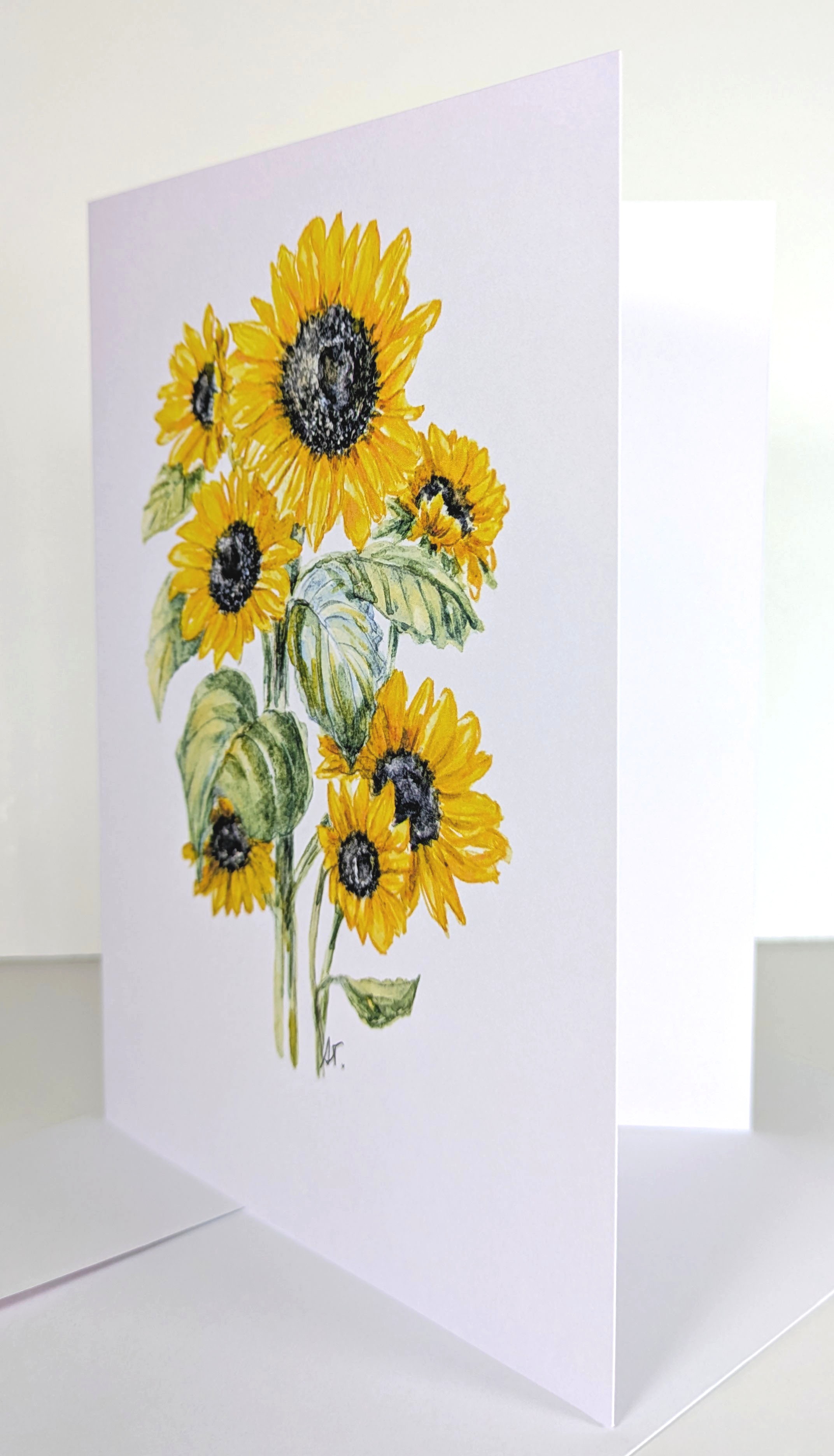 Sunflowers in watercolor greeting card