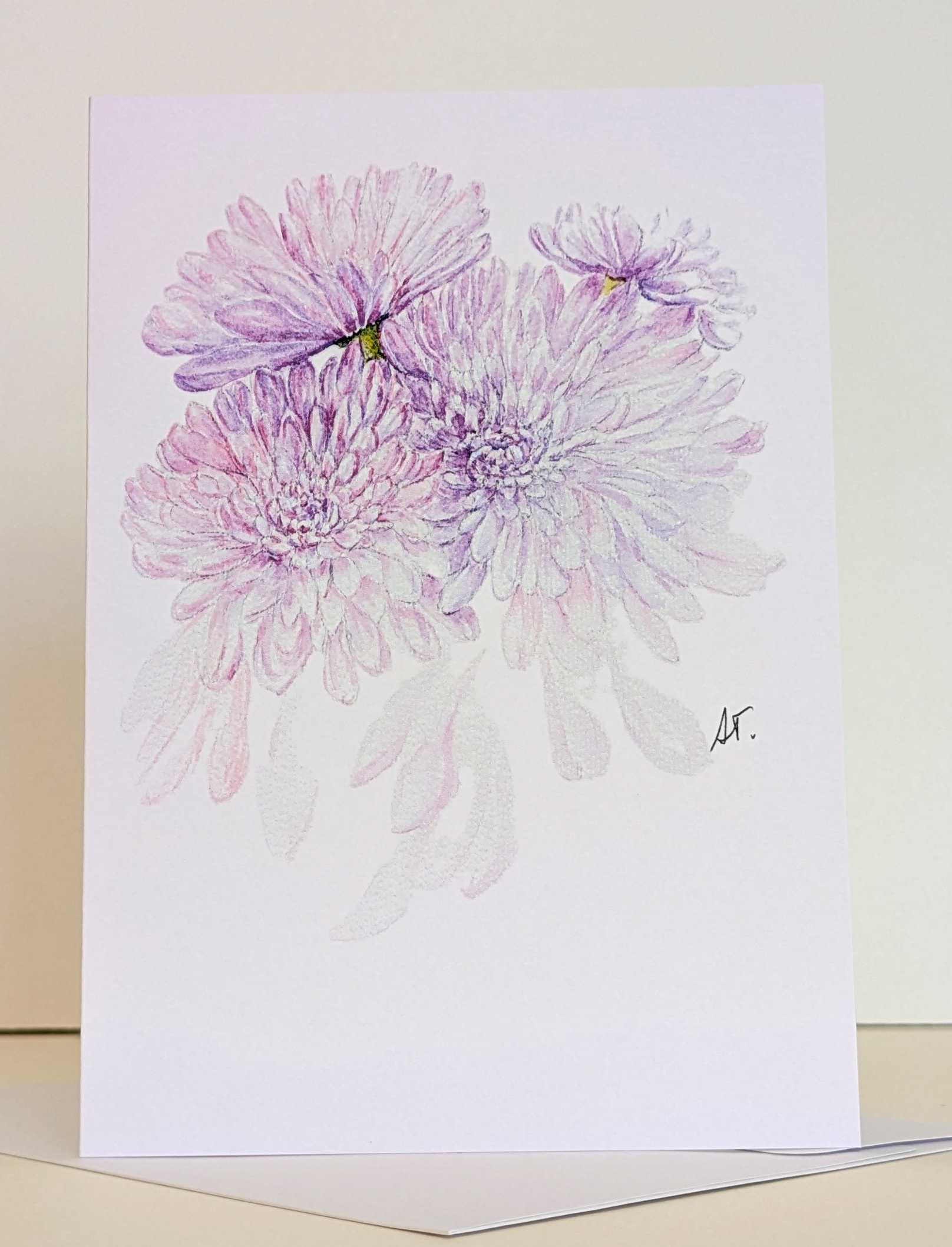 Purple Chrysanthemum Watercolor Painting