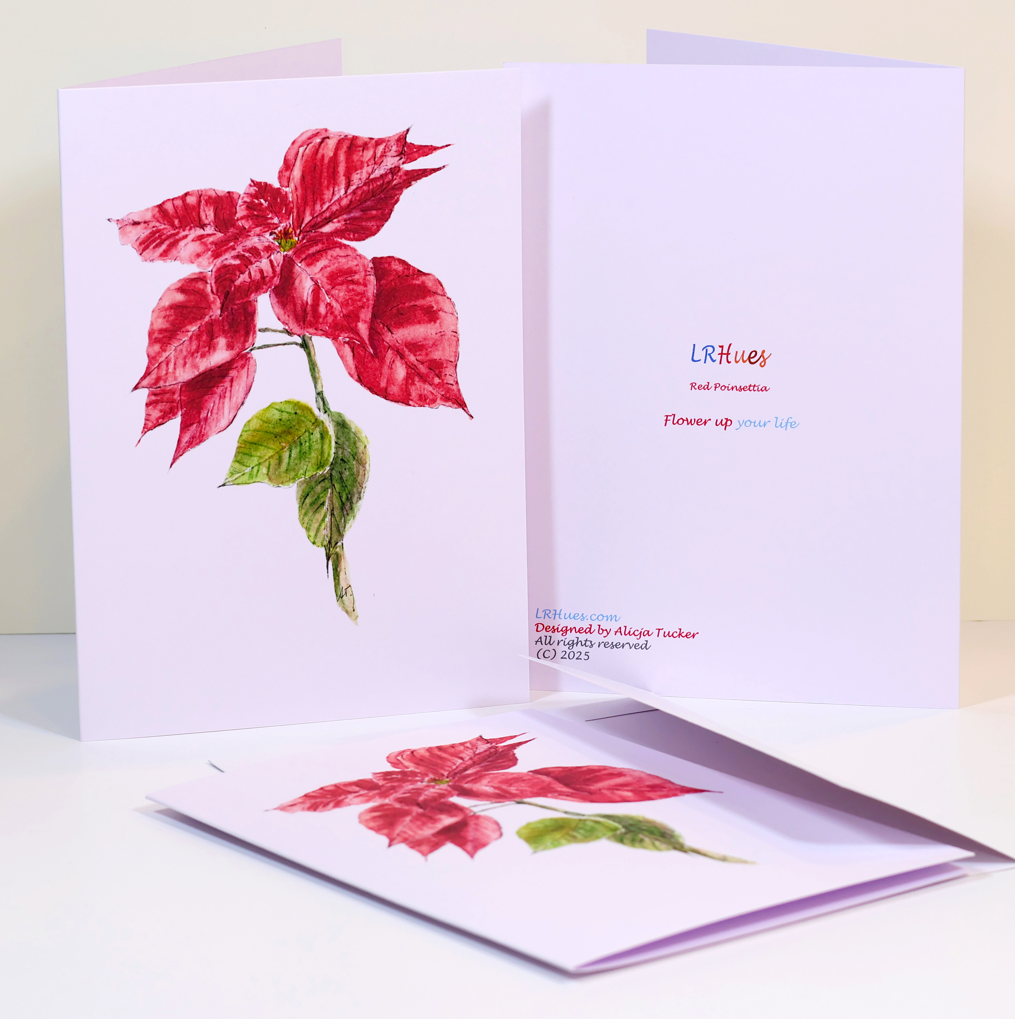 Watercolor Poinsettia Artwork