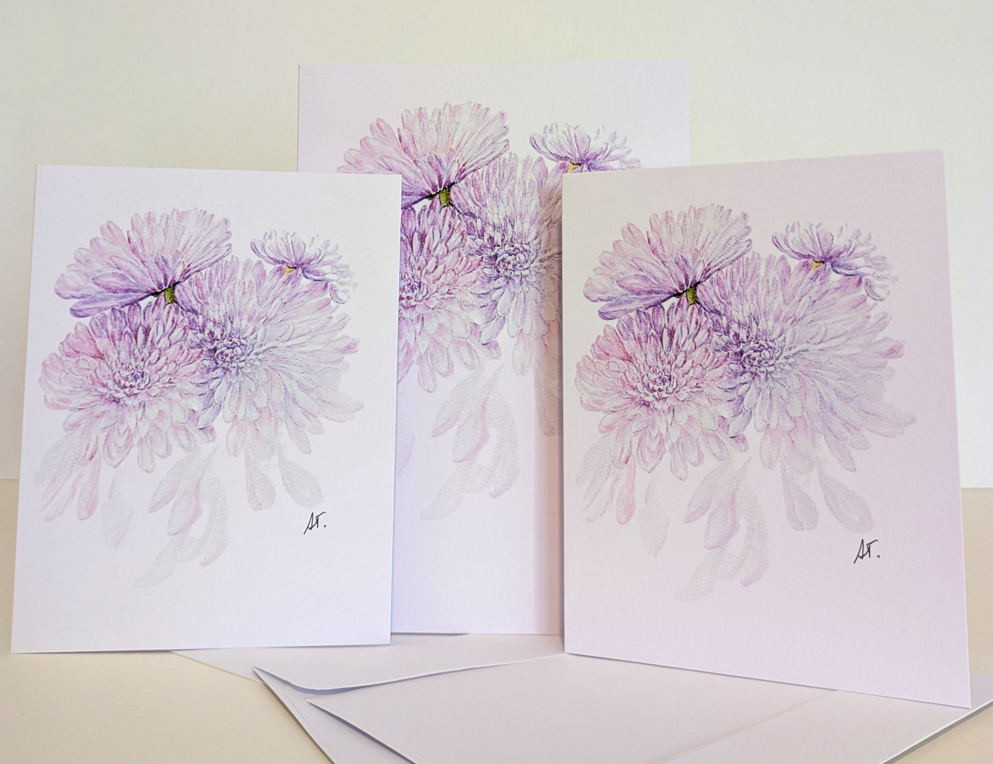 Purple Chrysanthemum Watercolor Painting