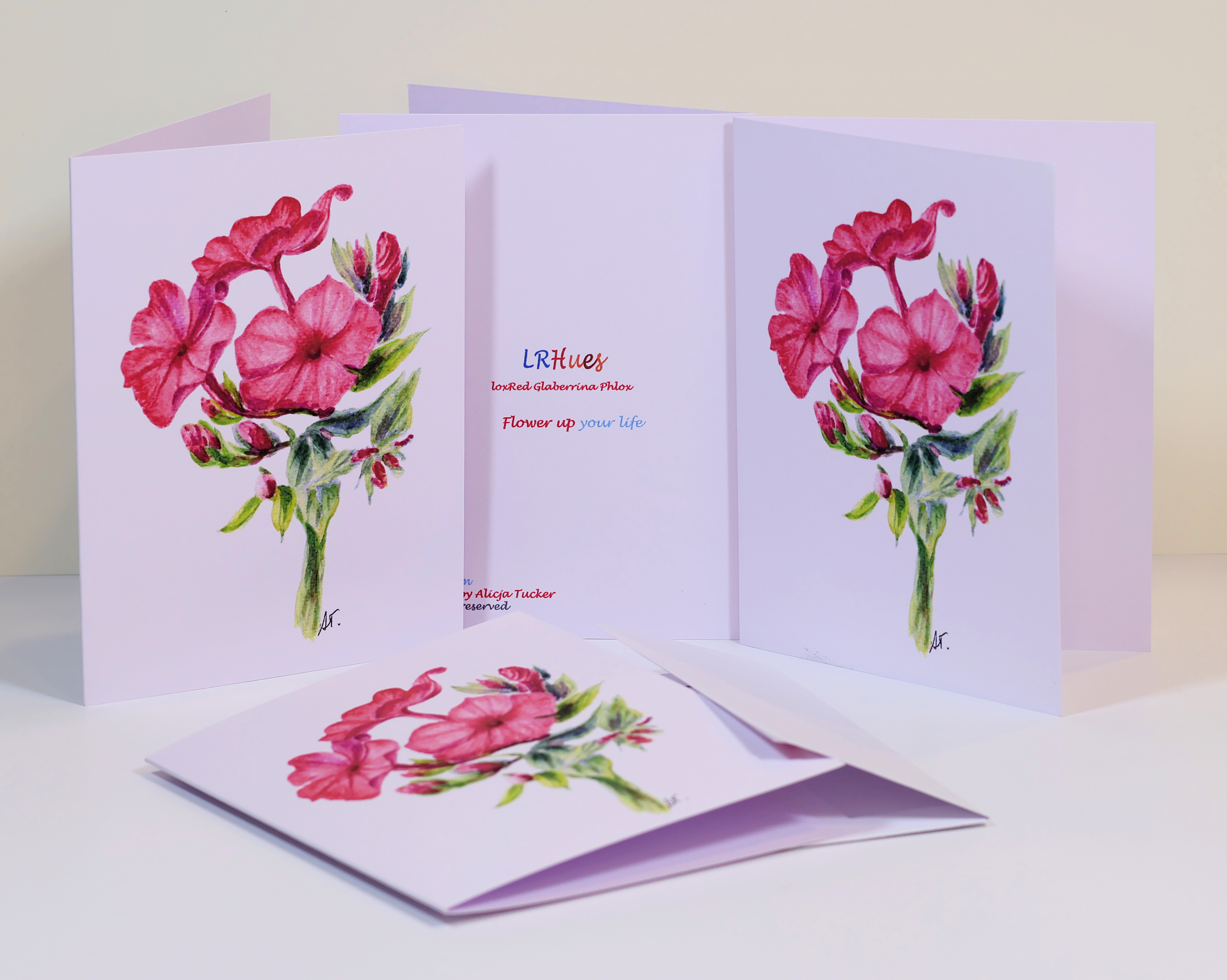 Watercolor Red Glaberrima Phlox