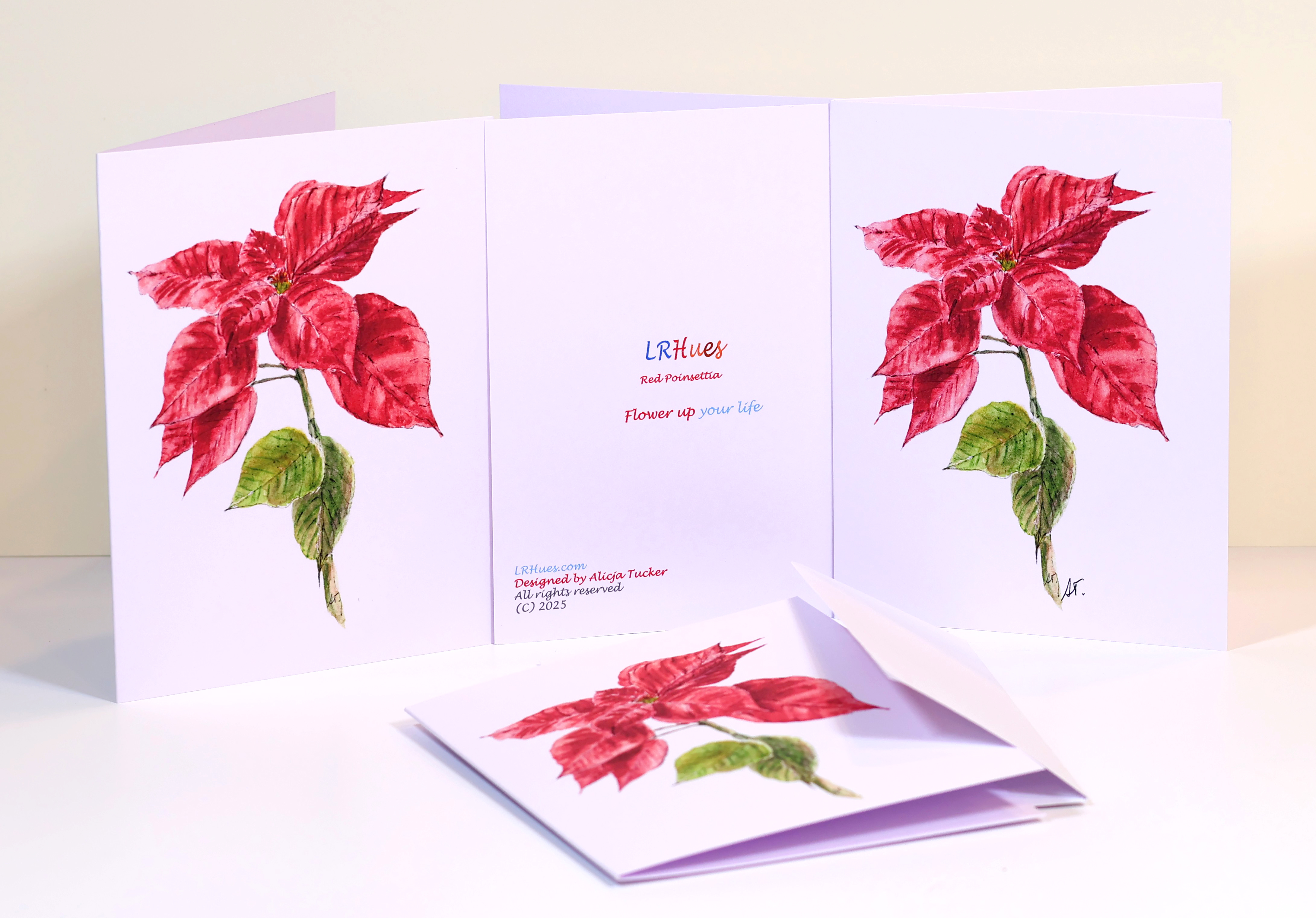 Watercolor Poinsettia Artwork