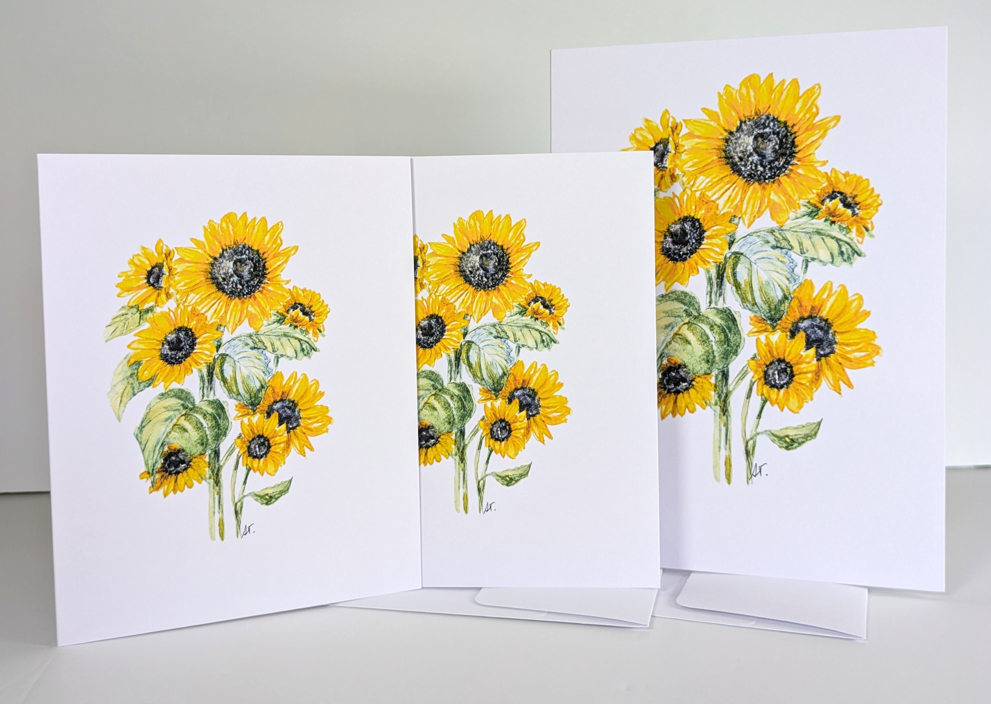Sunflowers in watercolor greeting card
