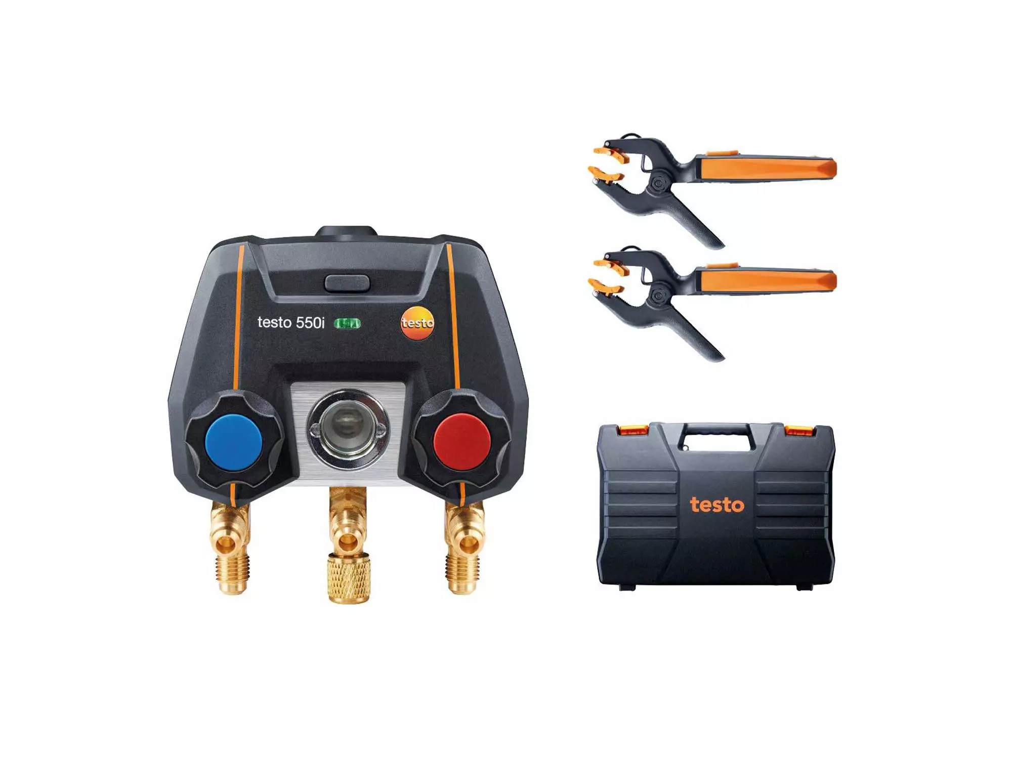Set Smart testo 550i - Analizador digital de refrigeración controlado por App con sondas de temperatura inalámbricas de pinza (NTC)