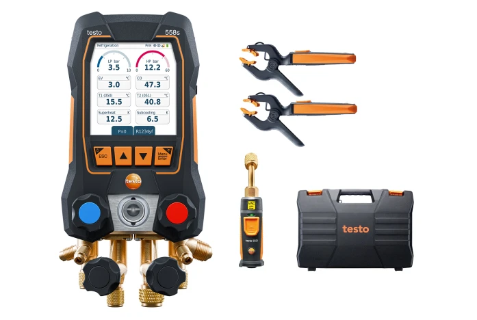 Set de vacío Smart testo 558s - Analizador digital de refrigeración inteligente con sondas inalámbricas de temperatura y vacío