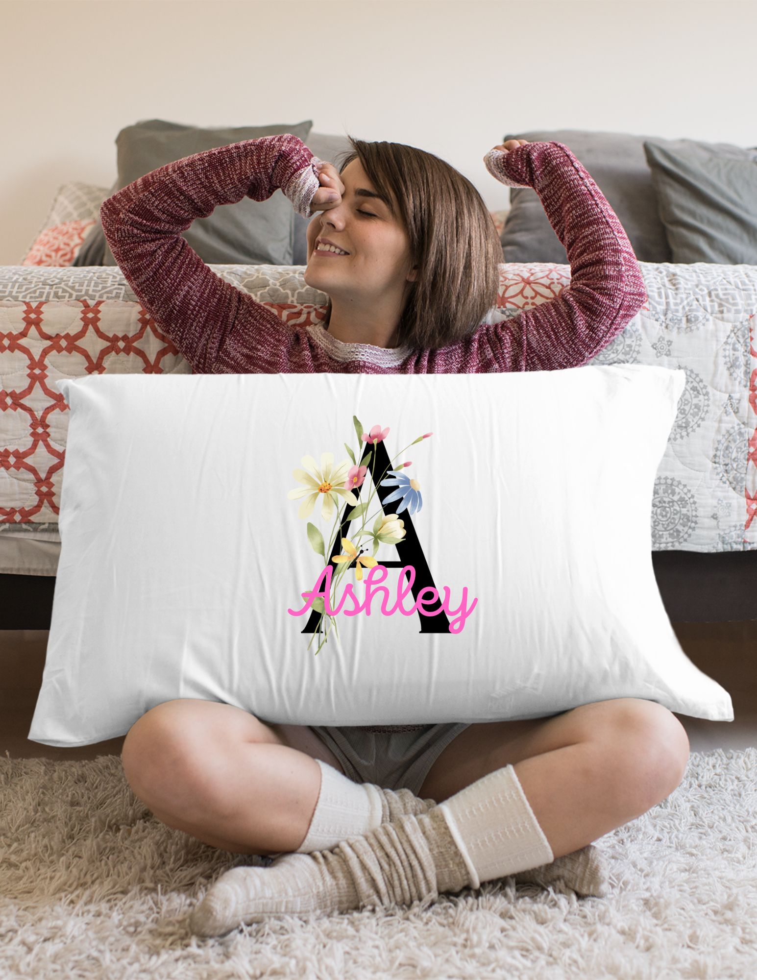 Monogrammed Pillow Cases, Pack of 2