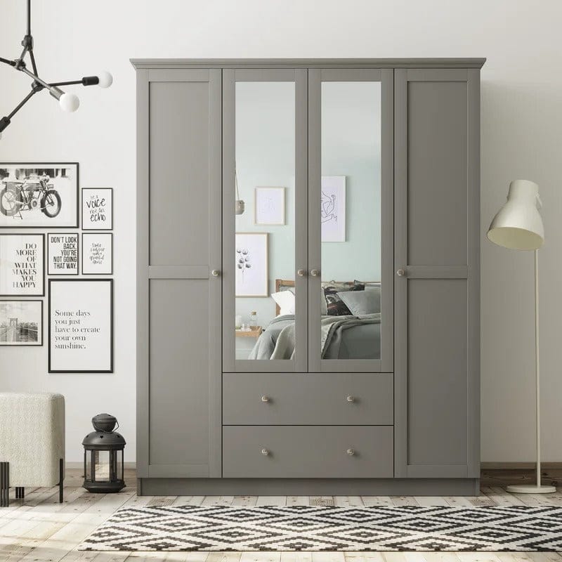Grey Wardrobe with Mirrors