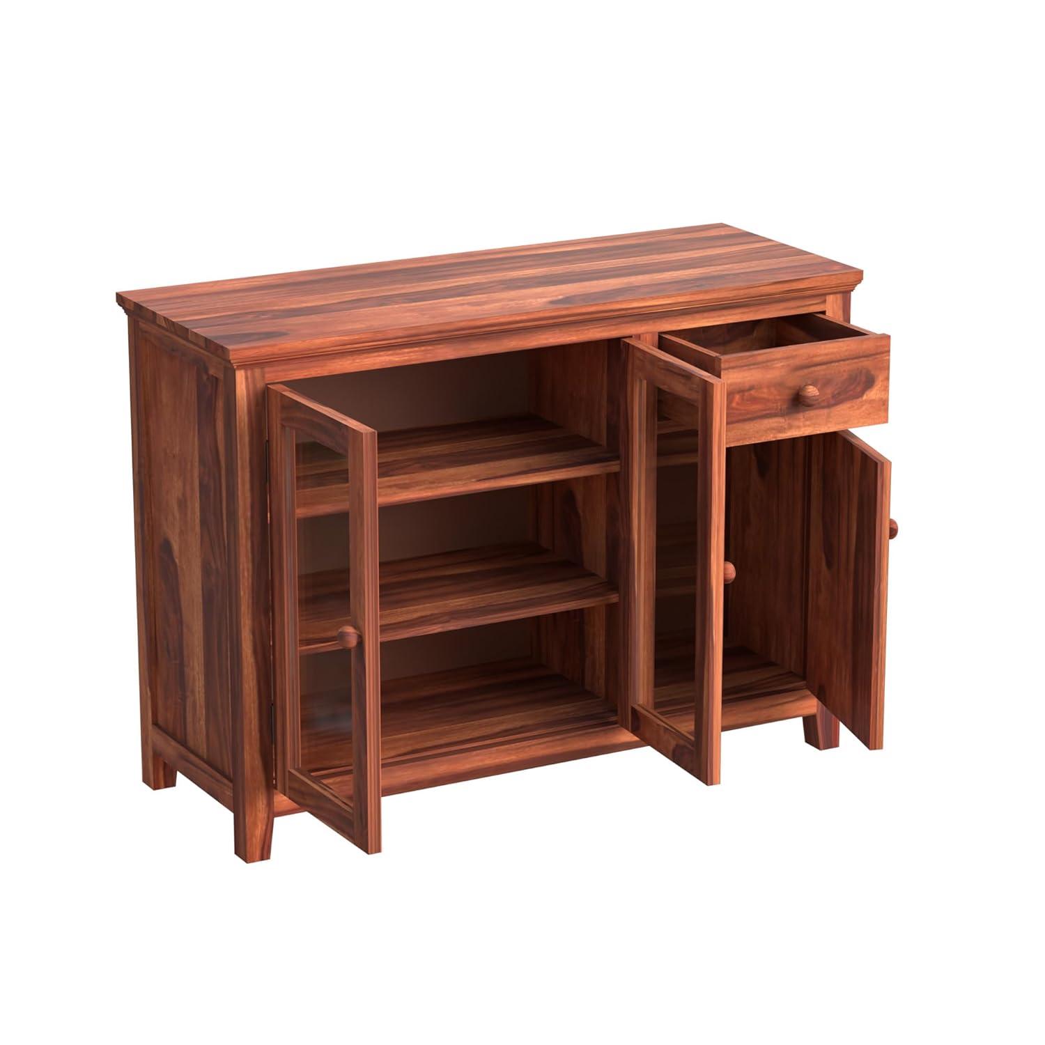 Wooden cabinet crockery with walnut color
