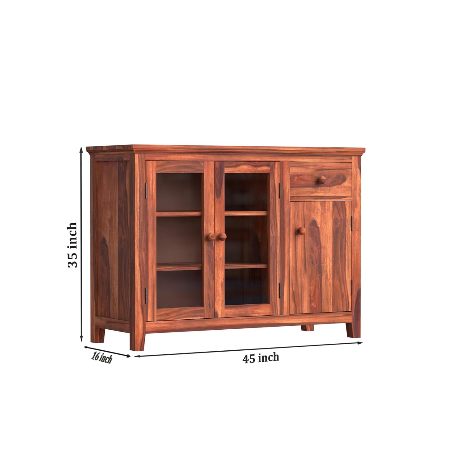 Wooden cabinet crockery with walnut color