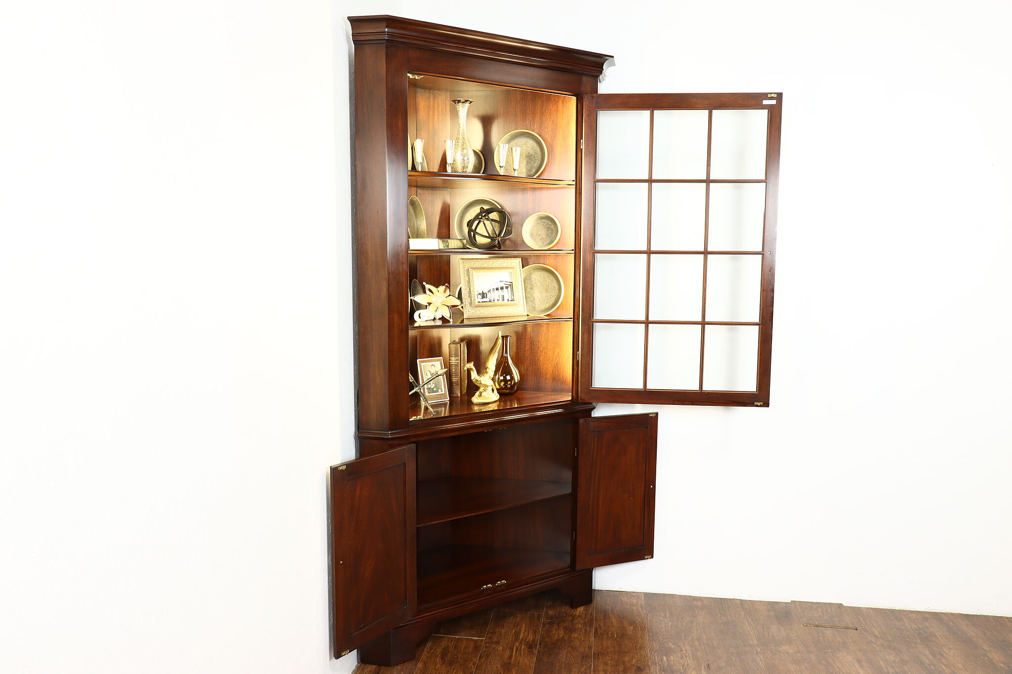 wooden cabinet crockery with led