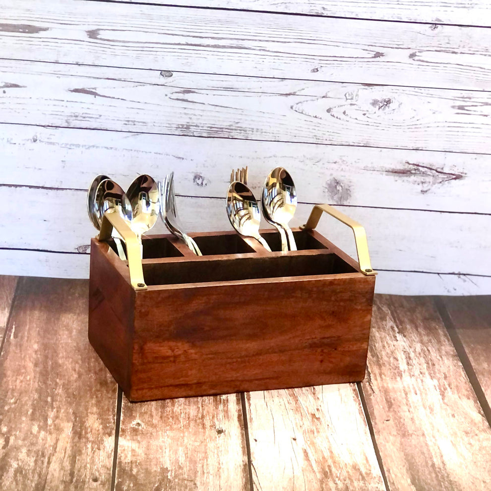 Wooden cutlery holder