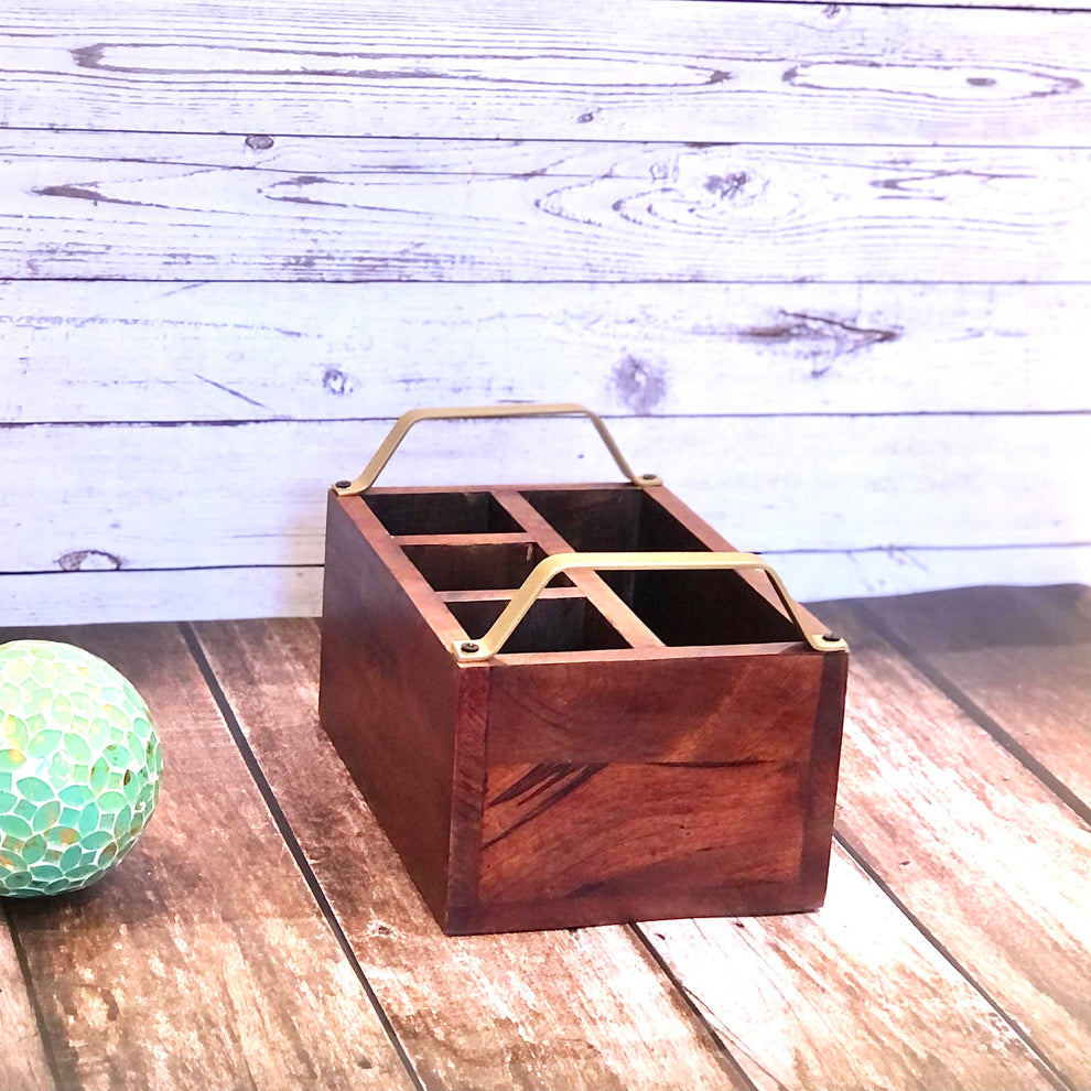 Wooden cutlery holder