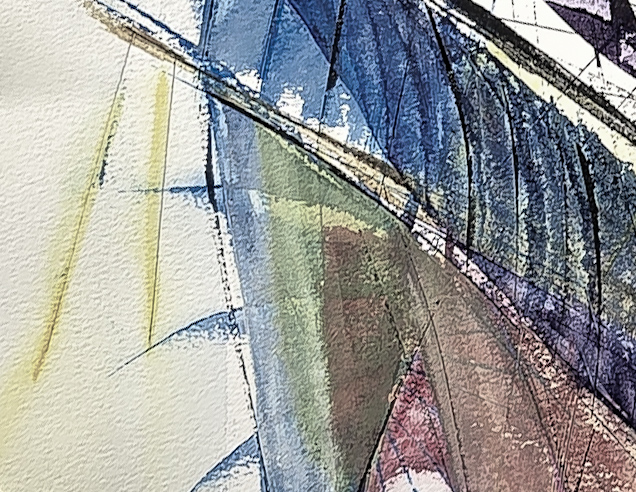 Abstract Sailboat Painting