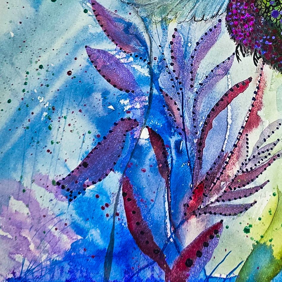 Vibrant Hummingbird Watercolor Painting