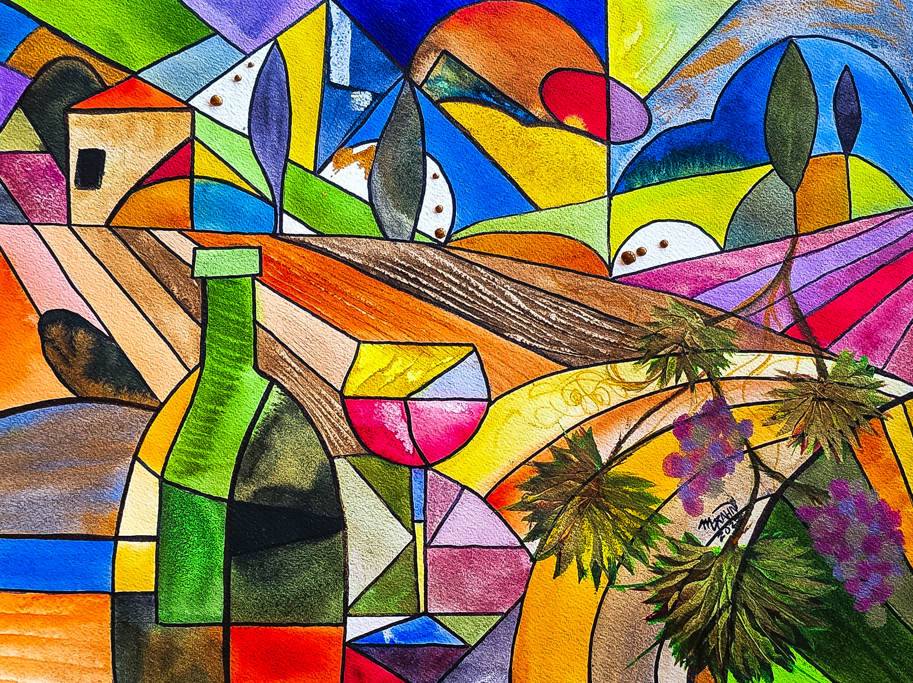 Abstract Vineyard Painting