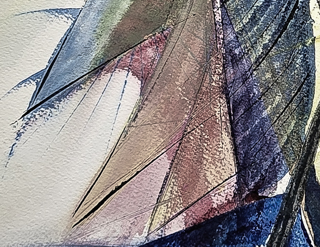 Abstract Sailboat Painting