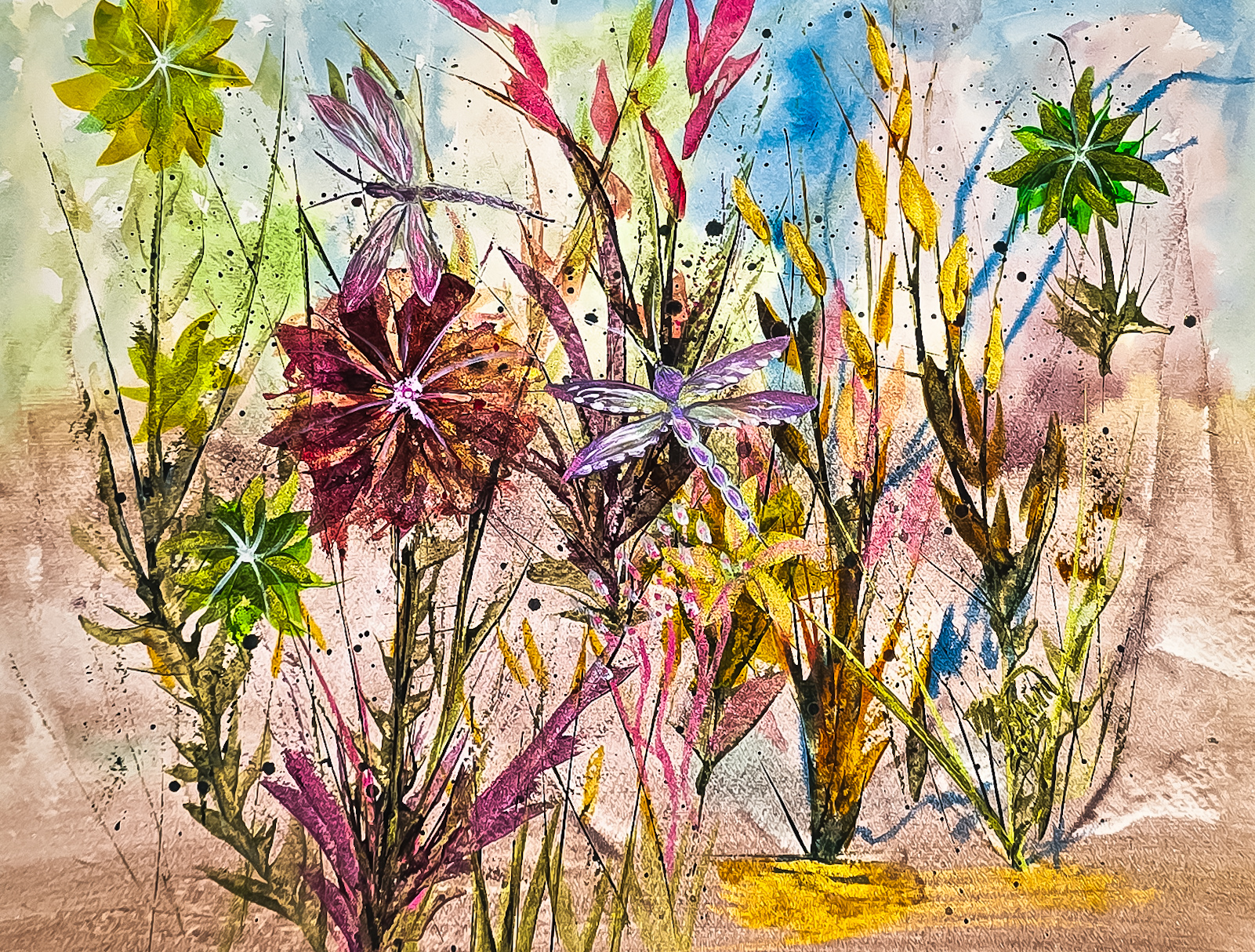 Abstract Floral Watercolor Painting