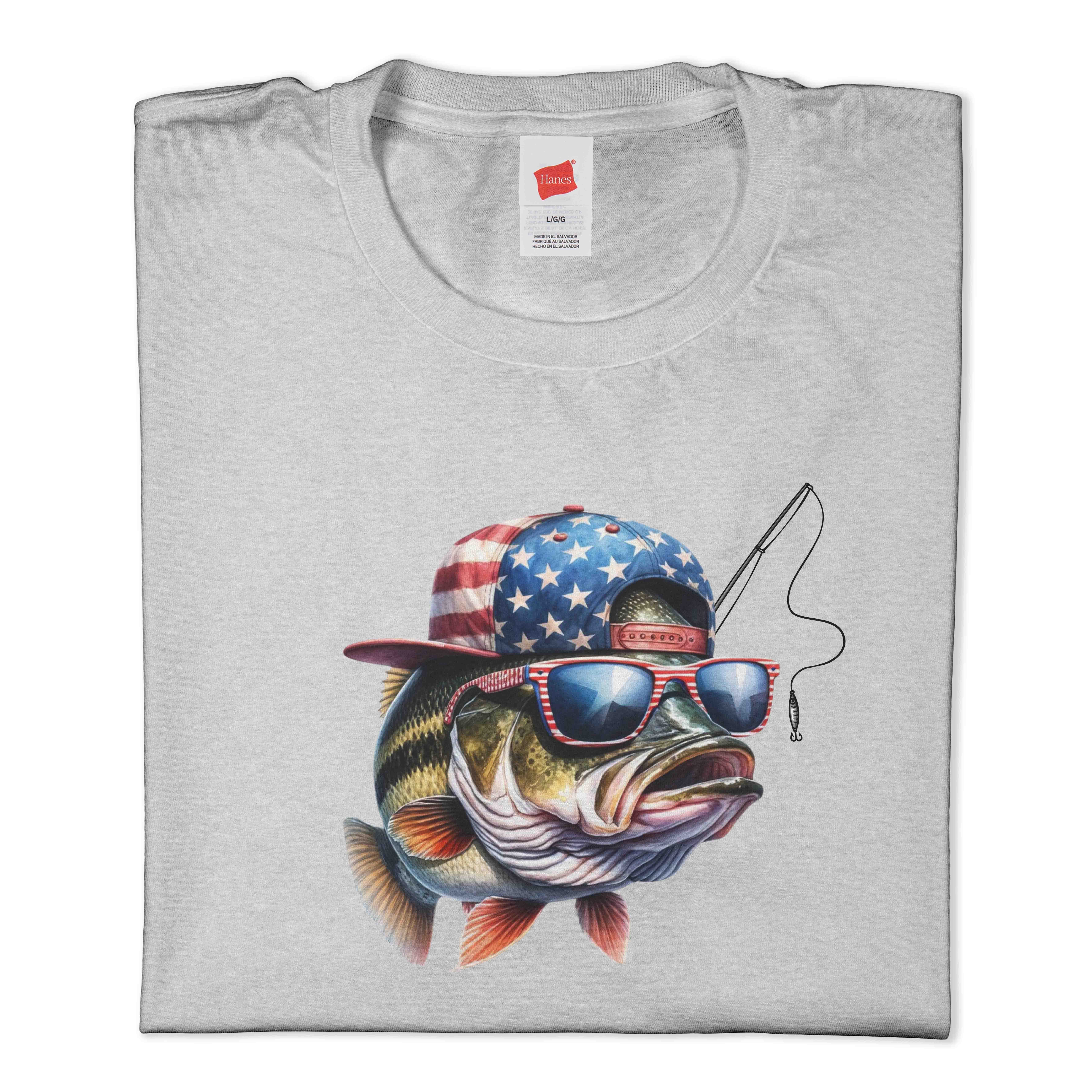 Bass Fish in USA Hat T-Shirt