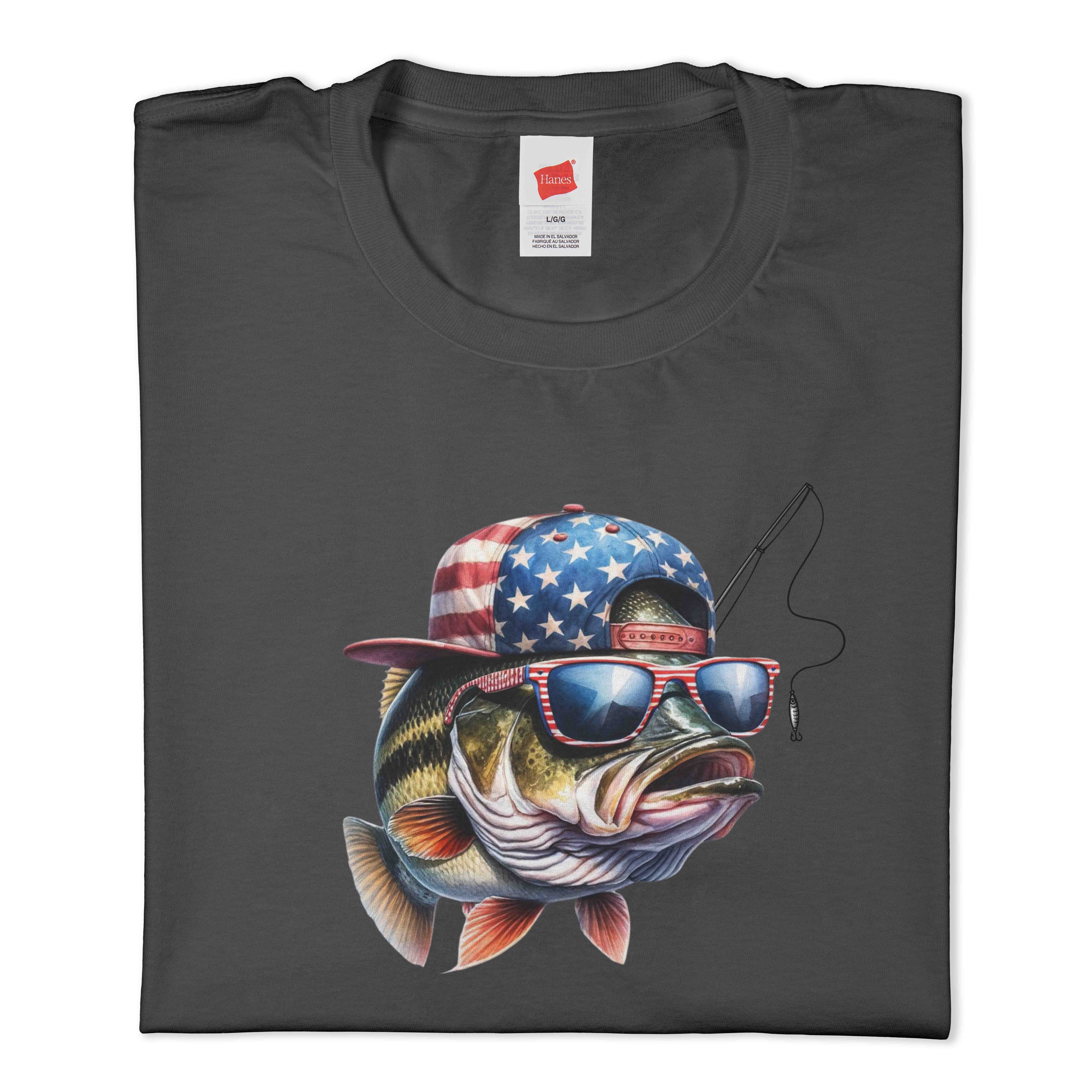 Bass Fish in USA Hat T-Shirt