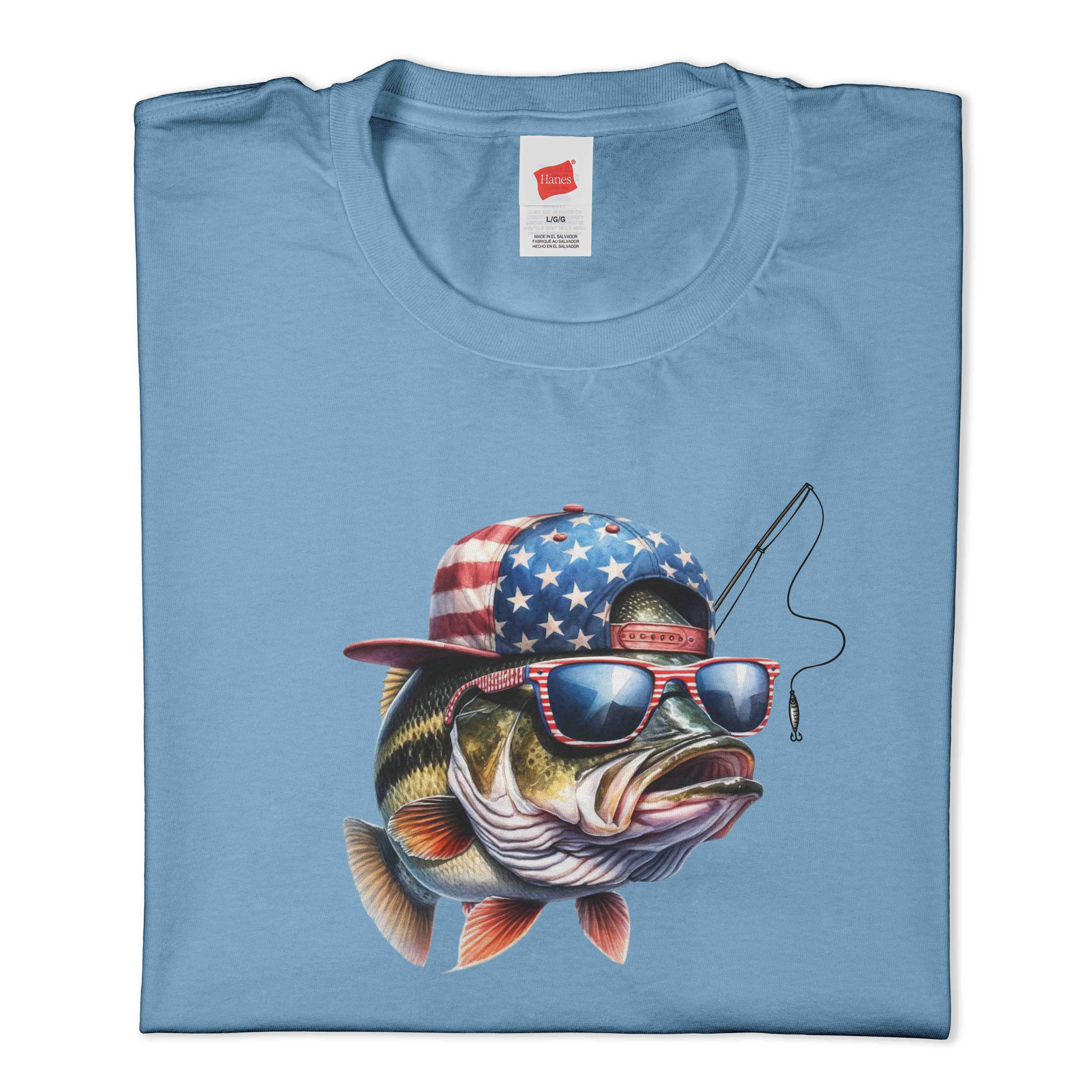 Bass Fish in USA Hat T-Shirt