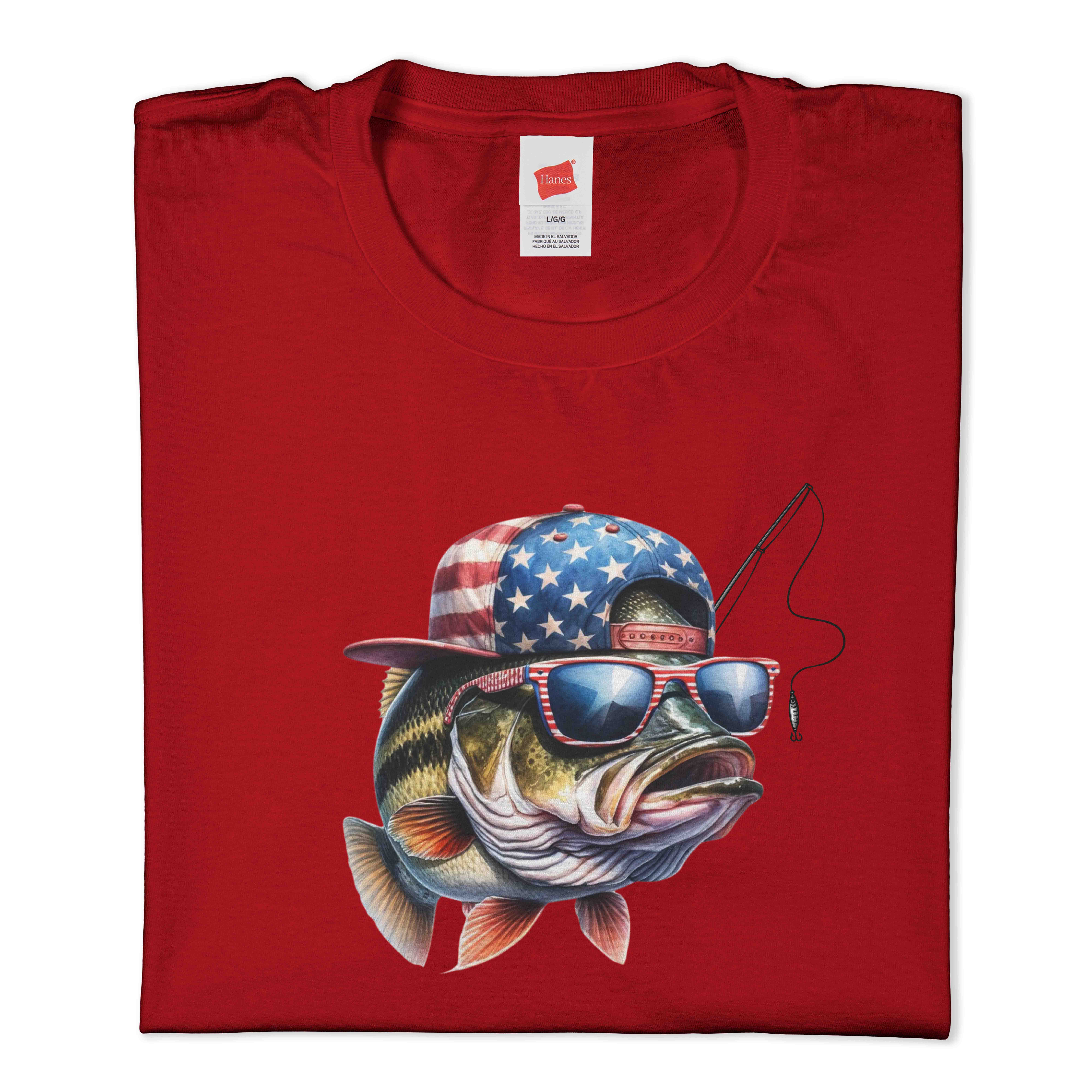 Bass Fish in USA Hat T-Shirt
