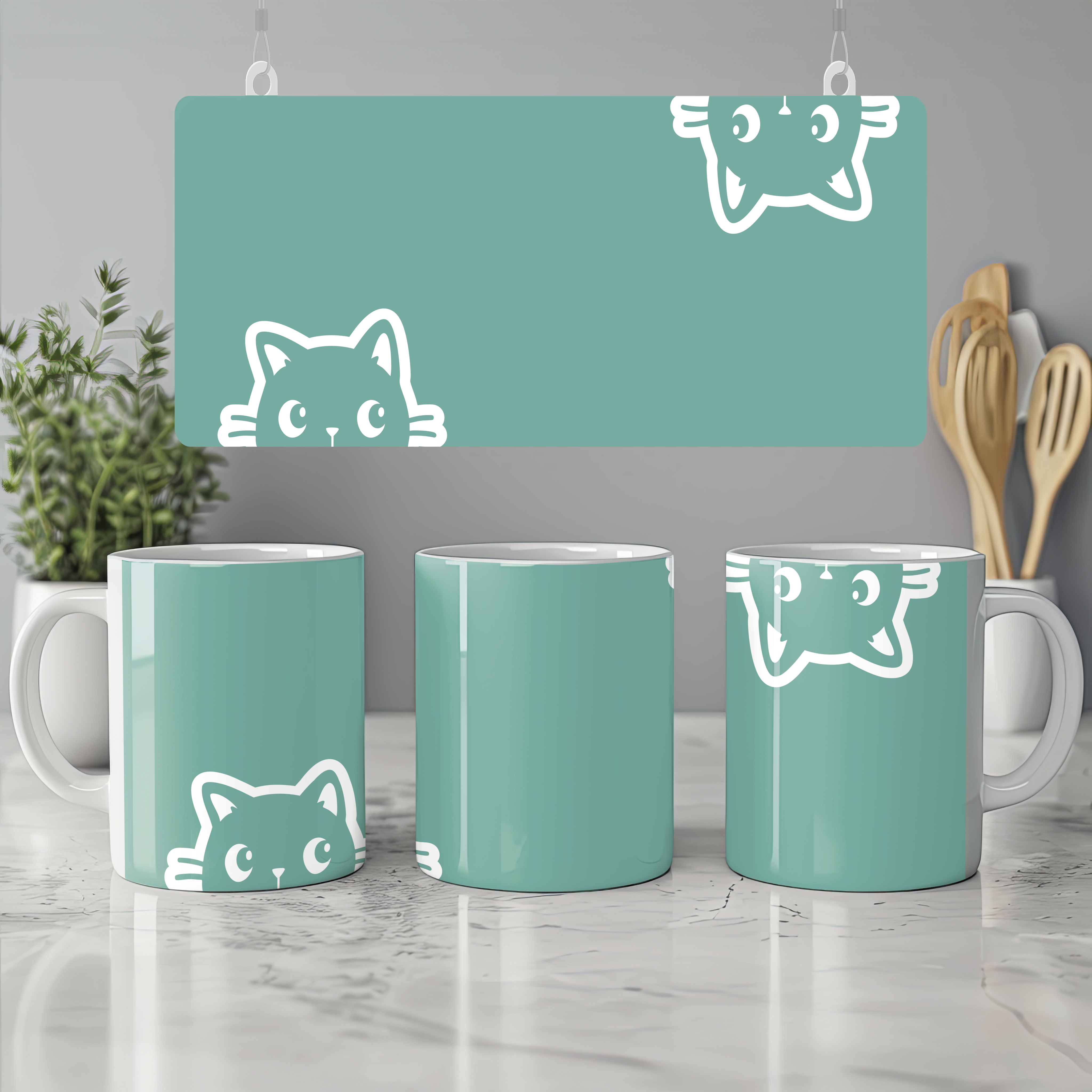 Peeking Cat - 15oz Coffee Mugs