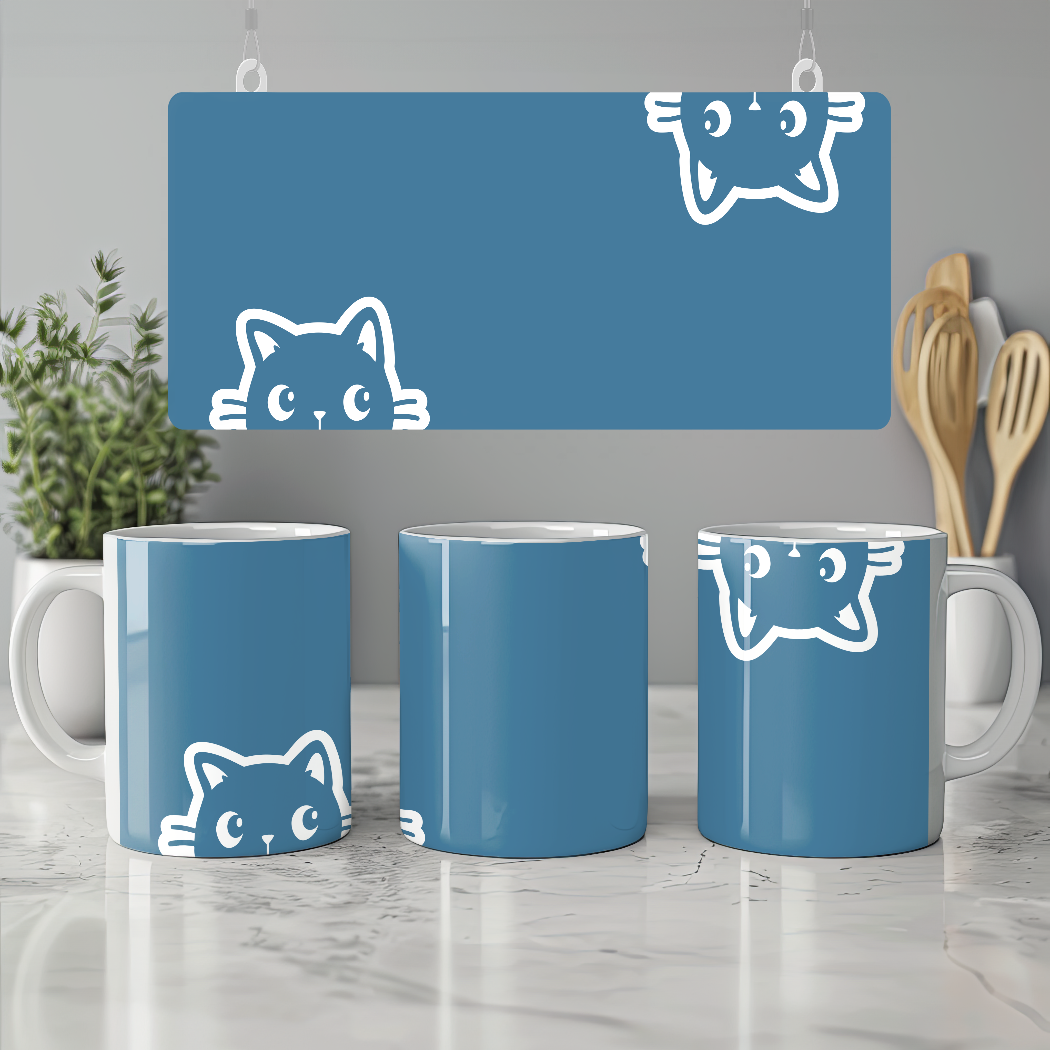 Peeking Cat - 15oz Coffee Mugs