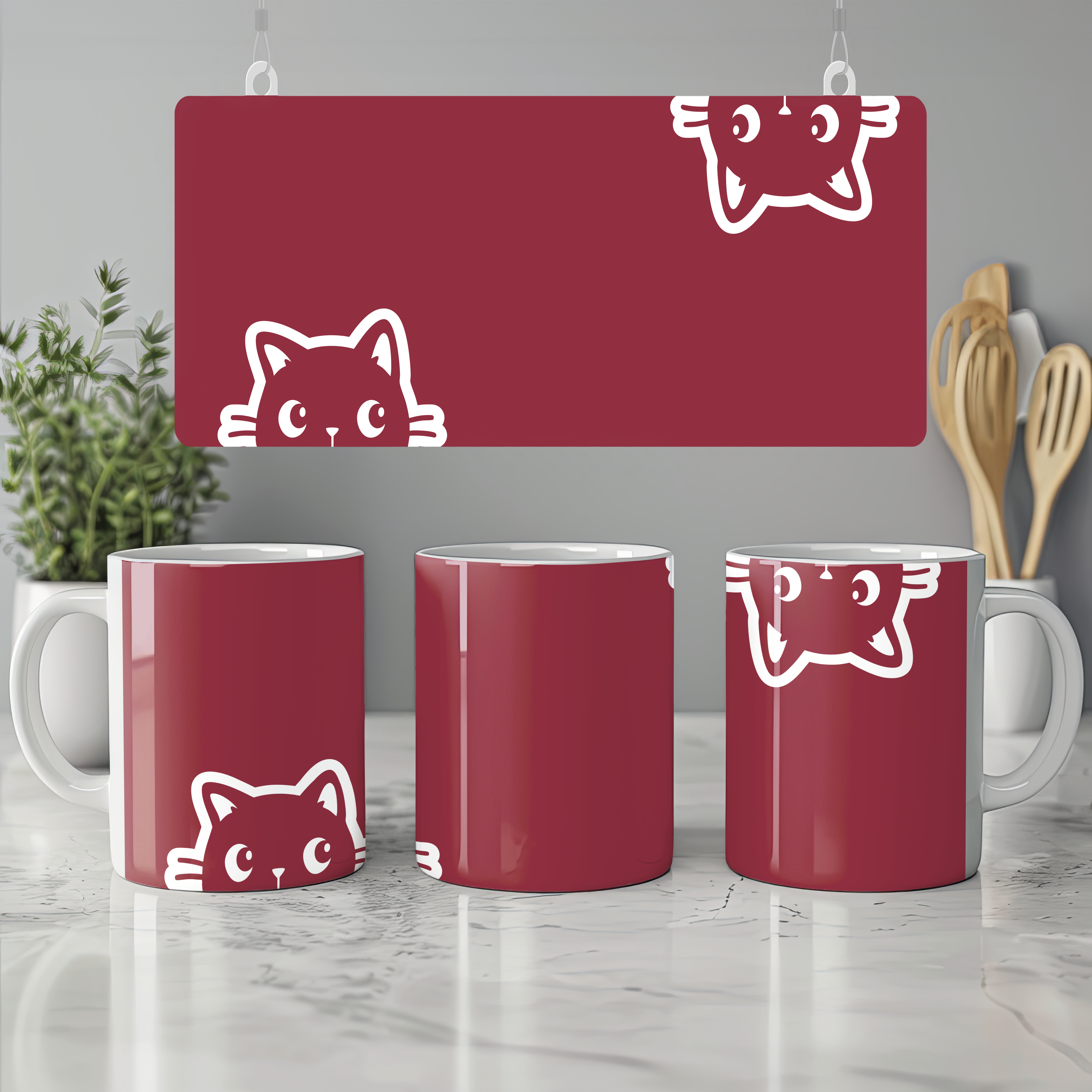 Peeking Cat - 15oz Coffee Mugs