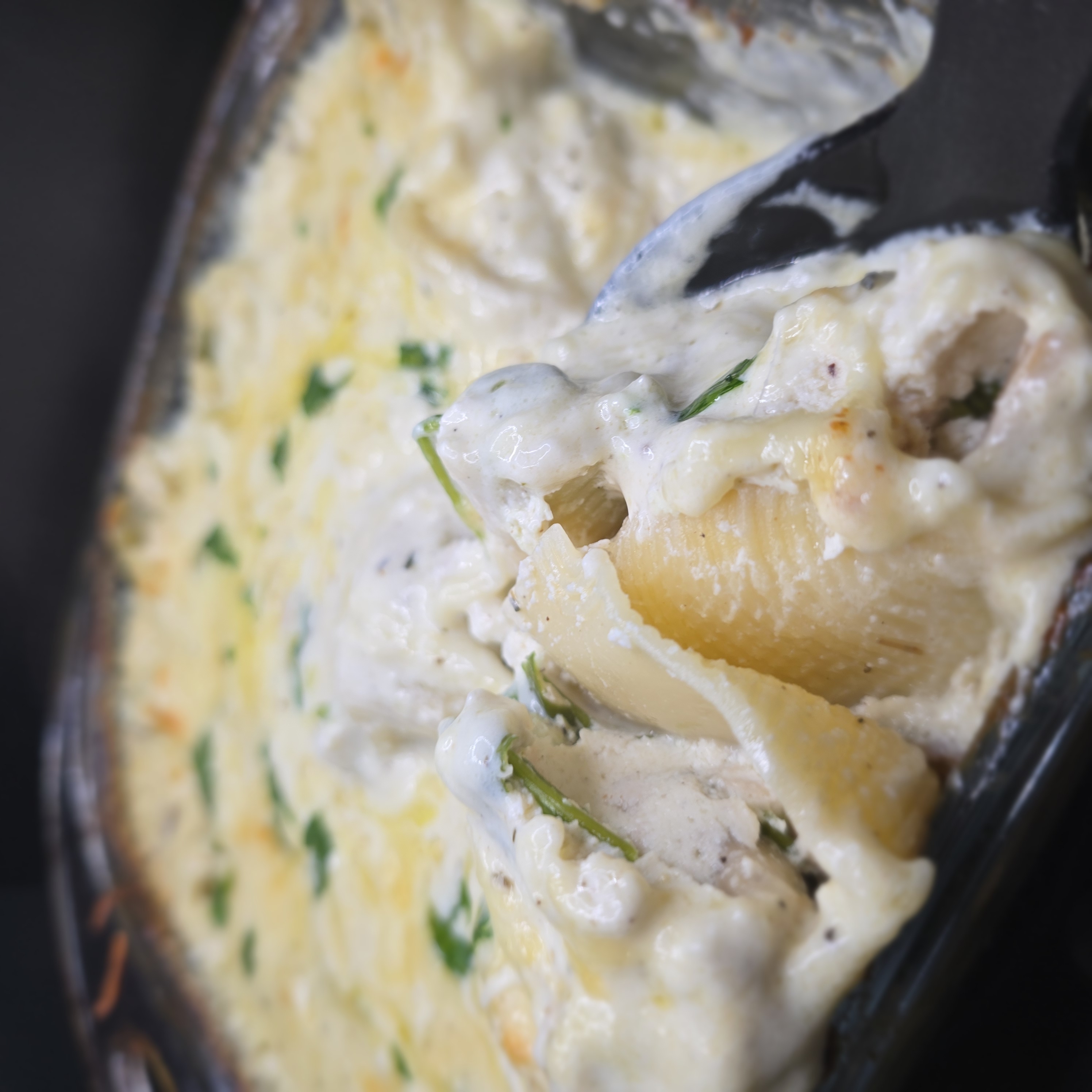 Chicken Alfredo Stuffed Pasta Shells