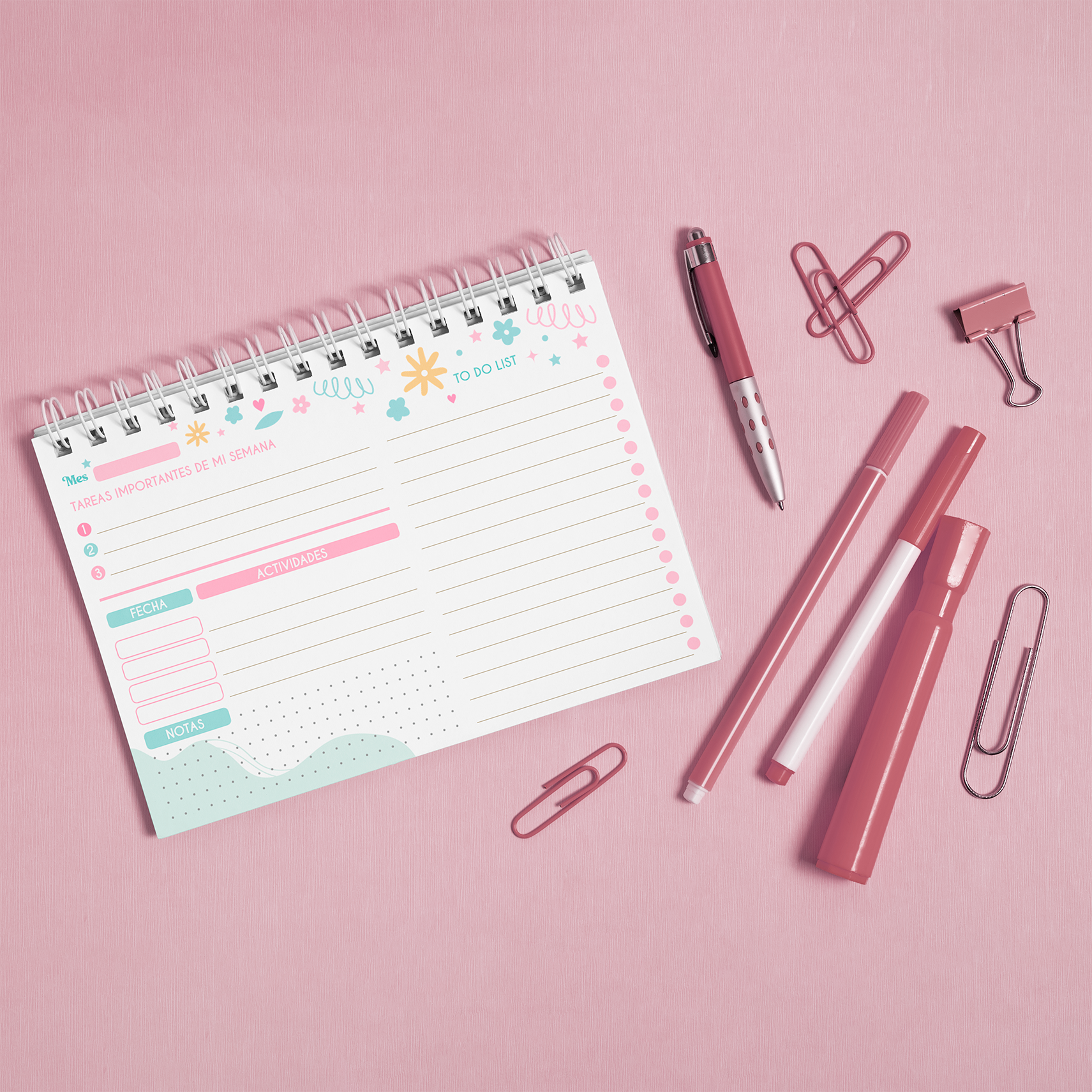 Planner Semanal Sweet Flowers