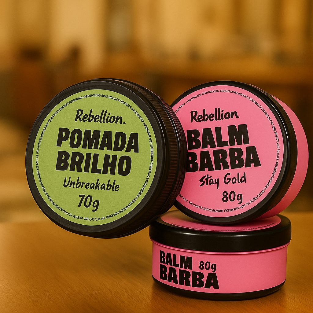 KIT BARBA E CABELO BRILHO "Royal Oil" - 1 Balm de barba e 1 Pomada Brilho