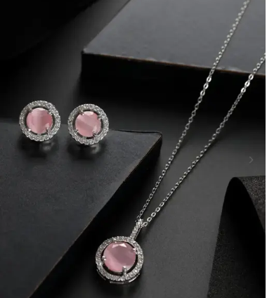 Classic Locket And Studs Of Zicronia Stone