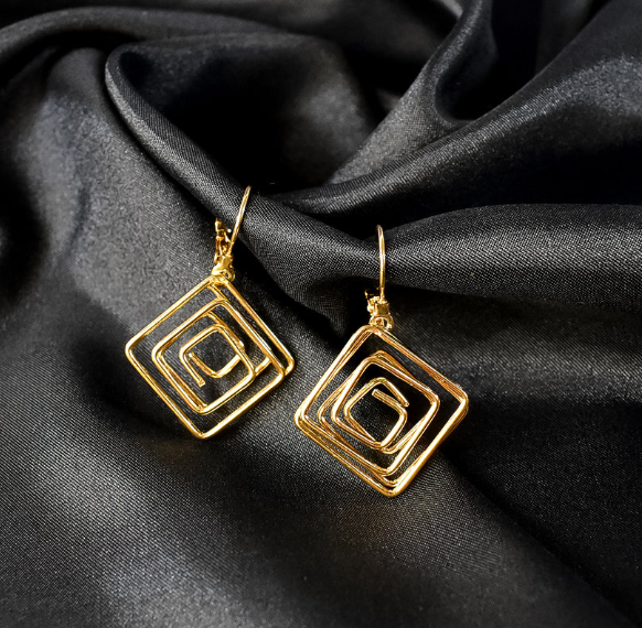 Gold-Plated Spiral Earrings for Women 