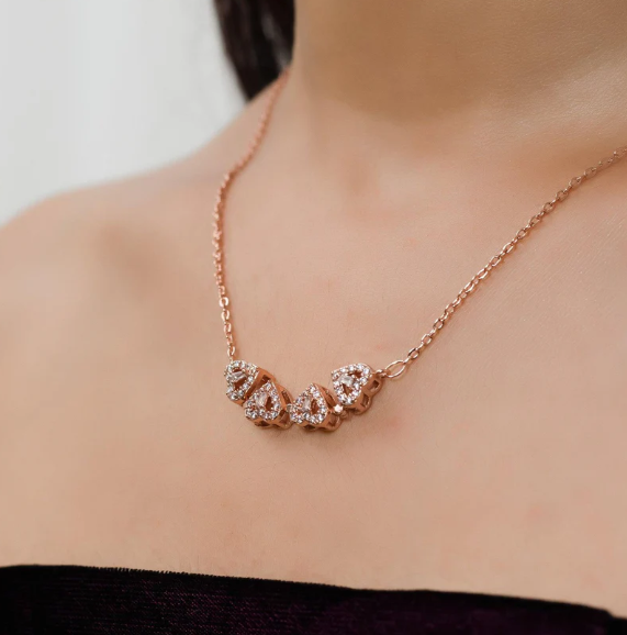 Stylish Rose Gold Plated Four Heart Pendant 