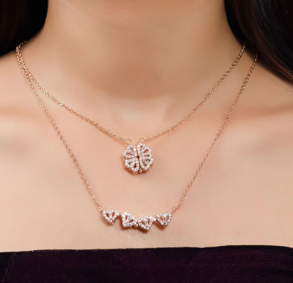 Stylish Rose Gold Plated Four Heart Pendant 