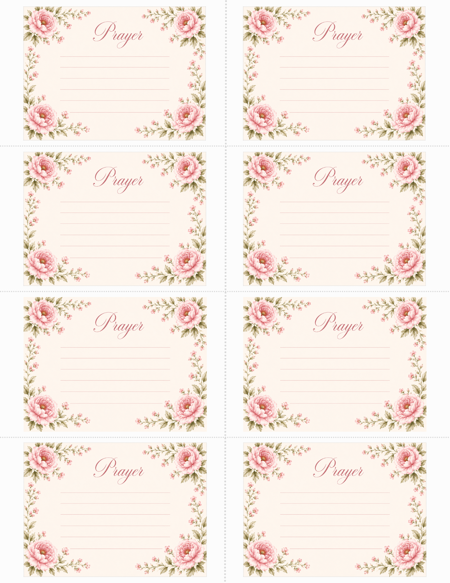 Printable Floral Prayer Cards