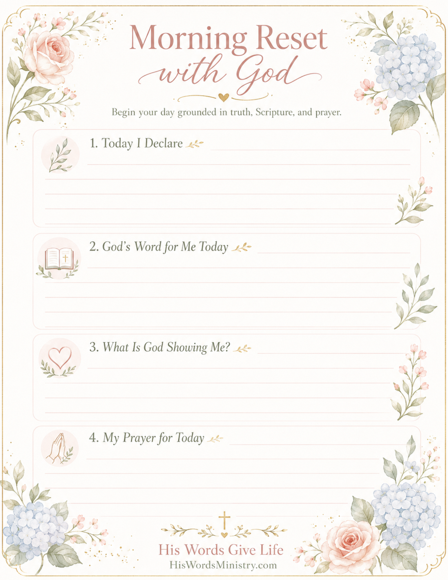 Morning Reset with God Printable Journal Page
