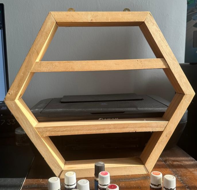 Hexagonal Wooden Shelf Organizer