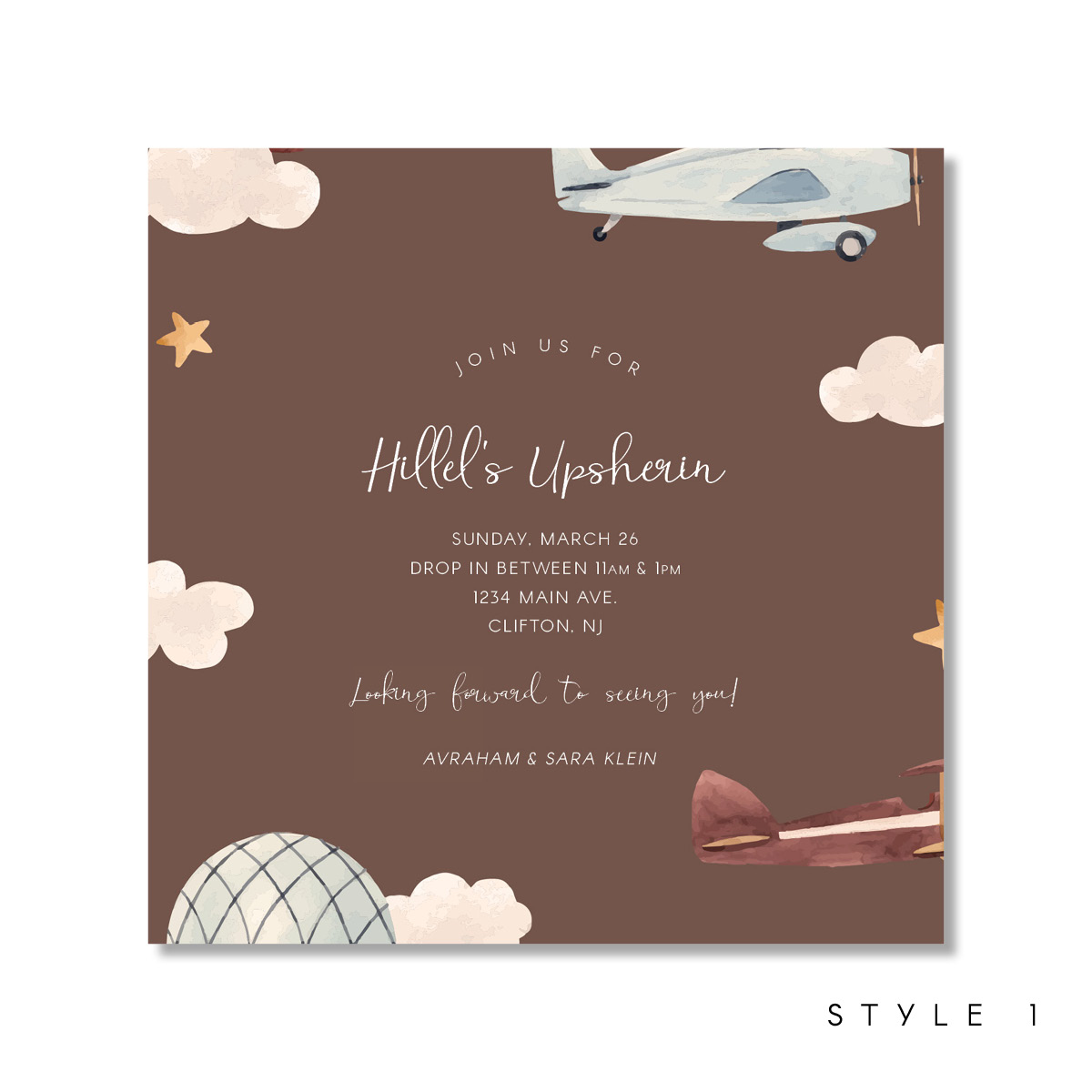 Vintage Airplane Upsherin Digital Invite